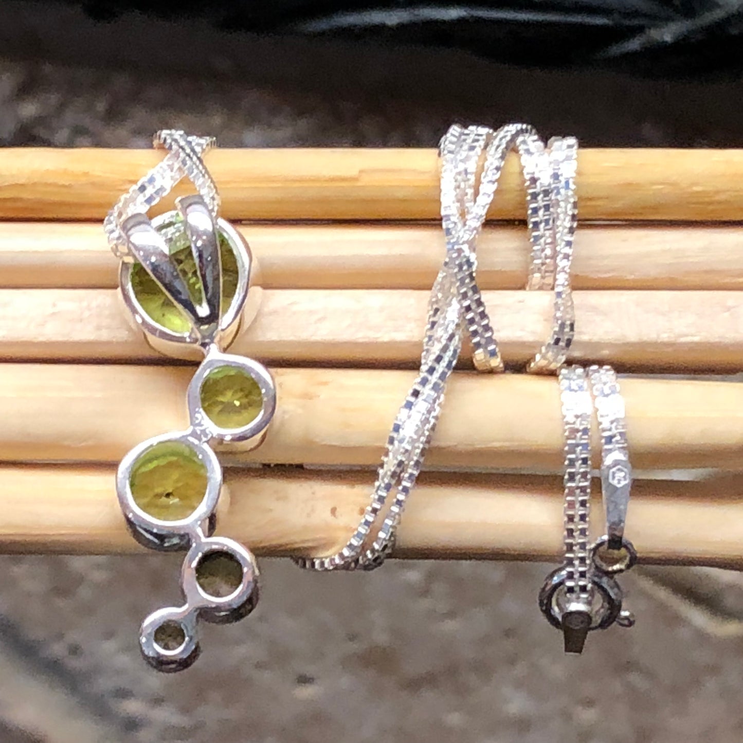 Natural 2.5ct Green Peridot 925 Solid Sterling Silver Pendant Necklace 16" - Natural Rocks by Kala