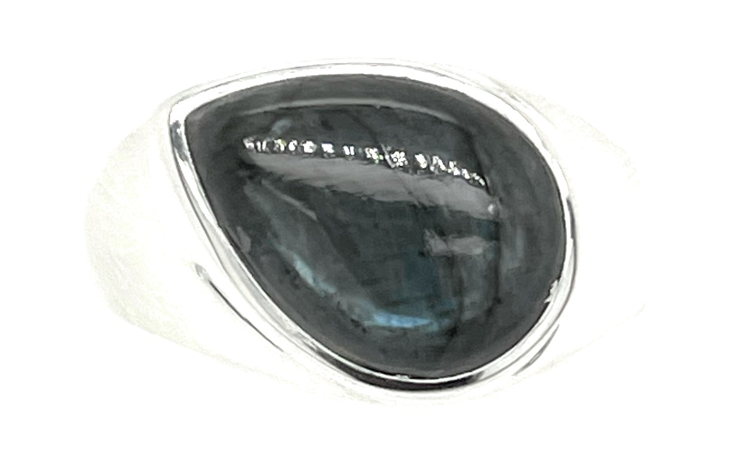 Natural Larvikite Black Moonstone 925 Solid Sterling Silver Unisex Ring Size 8.5 - Natural Rocks by Kala