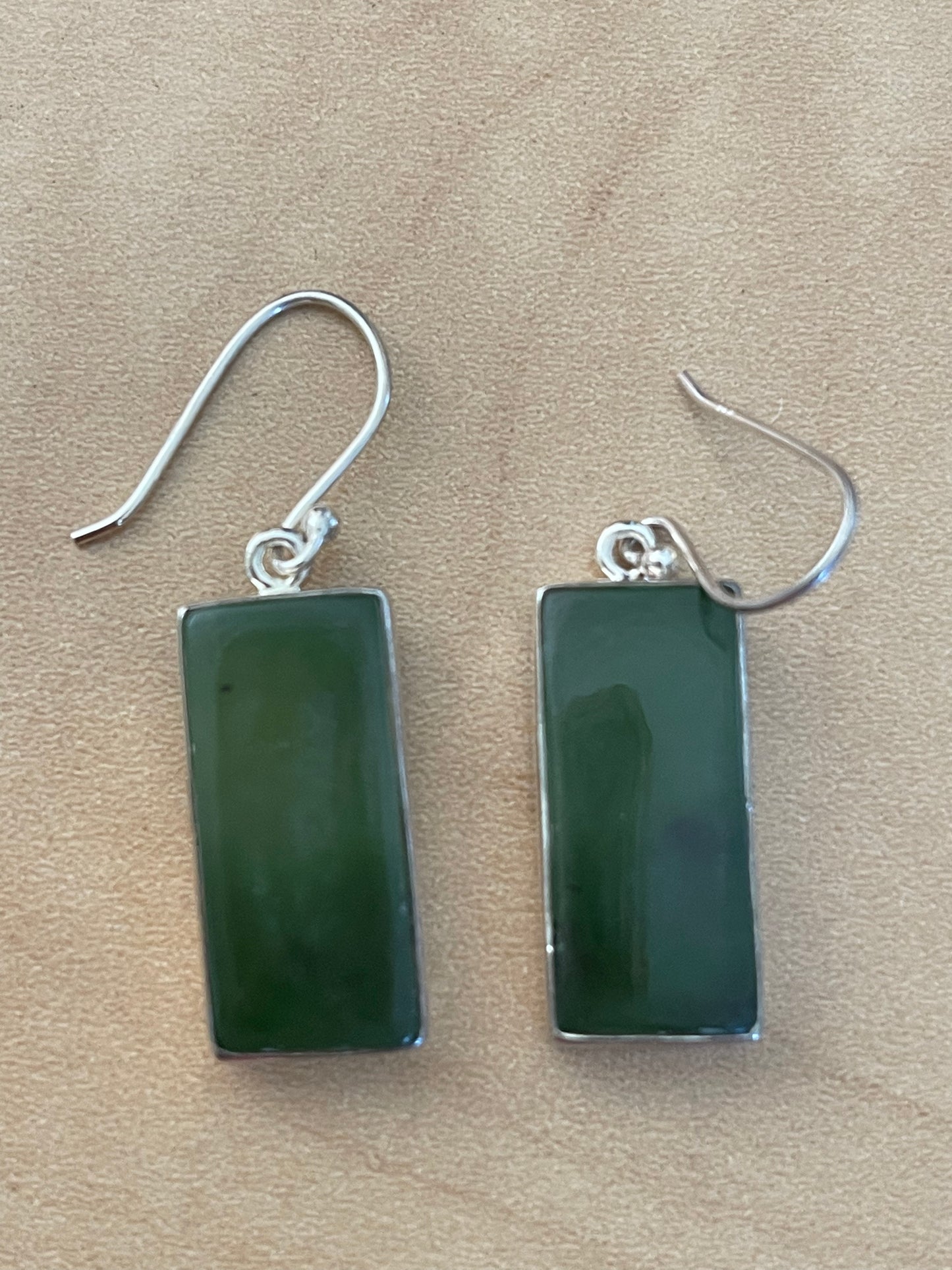 Natural Green Aventurine Jade 925 Solid Sterling Silver Earrings 35mm - Natural Rocks by Kala