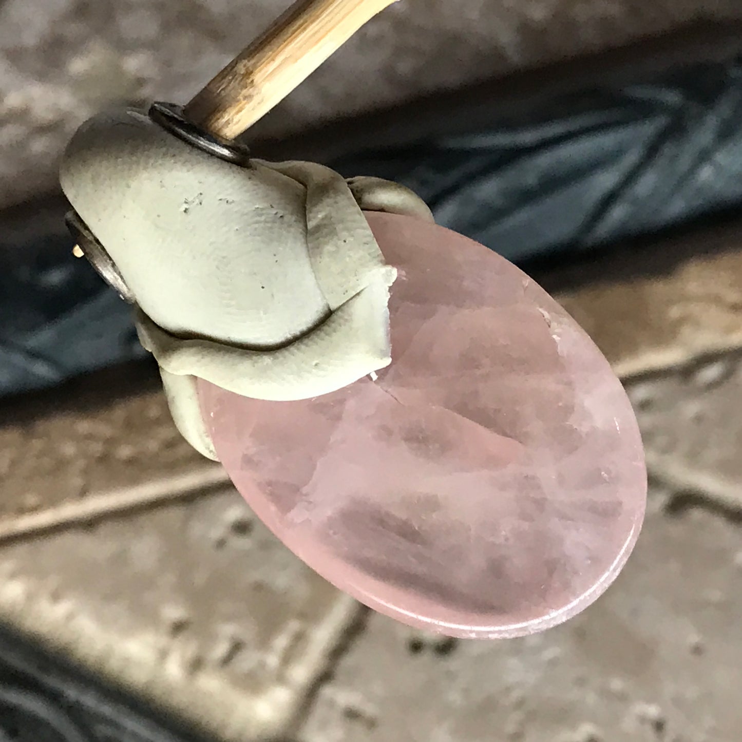 Natural Pink Rose Quartz Carved Sterling Silver Cabochan Pendant 54mm - Natural Rocks by Kala