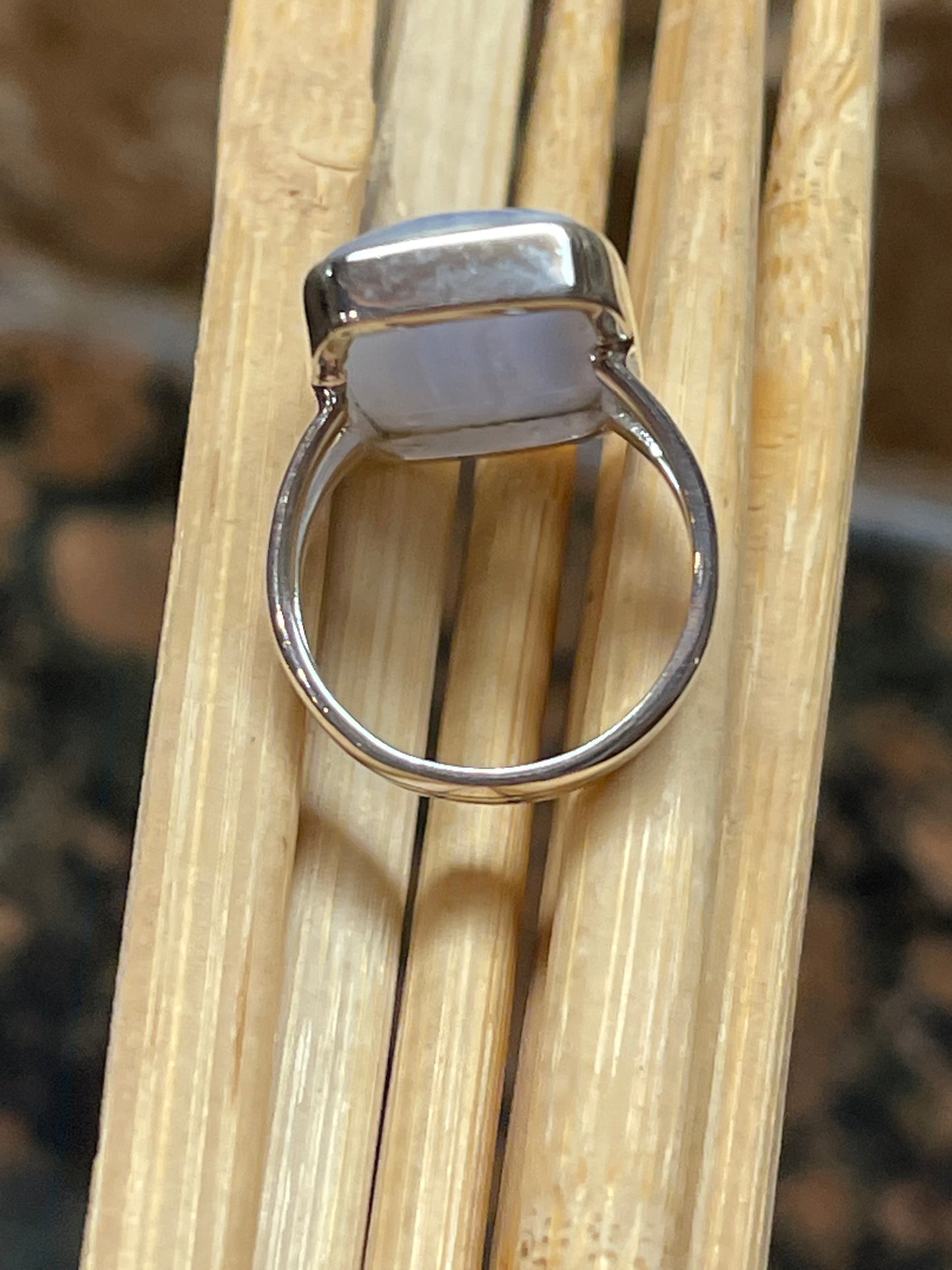 Natural Blue Lace Agate 925 Sterling Silver Ring Size 5.75 - Natural Rocks by Kala