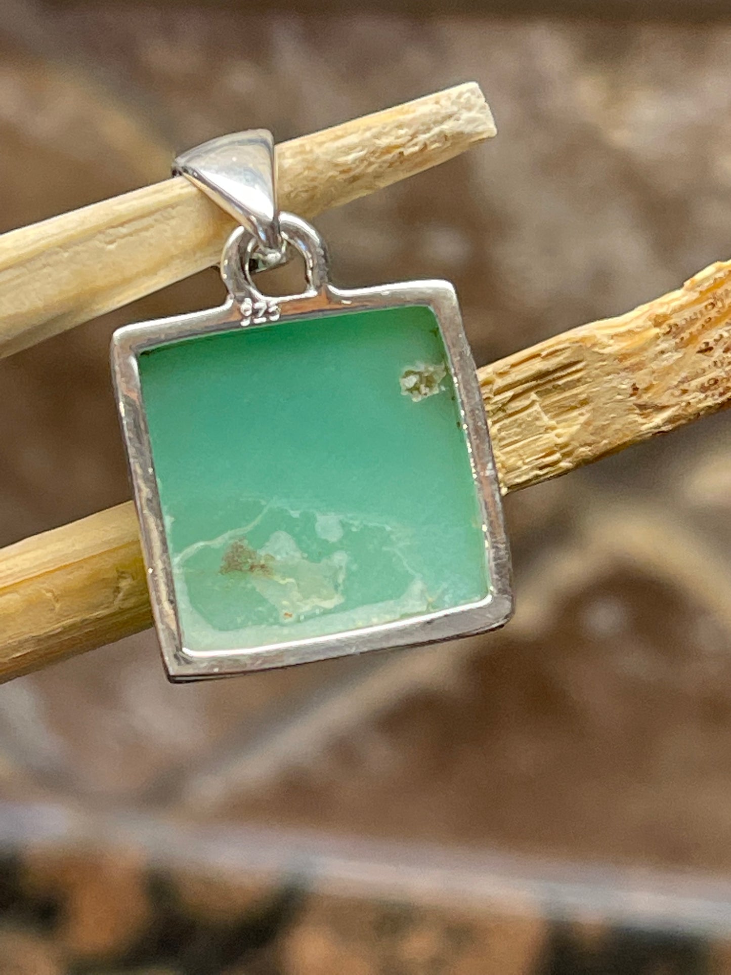Natural Australian Chrysoprase 925 Sterling Silver Pendant 25mm - Natural Rocks by Kala