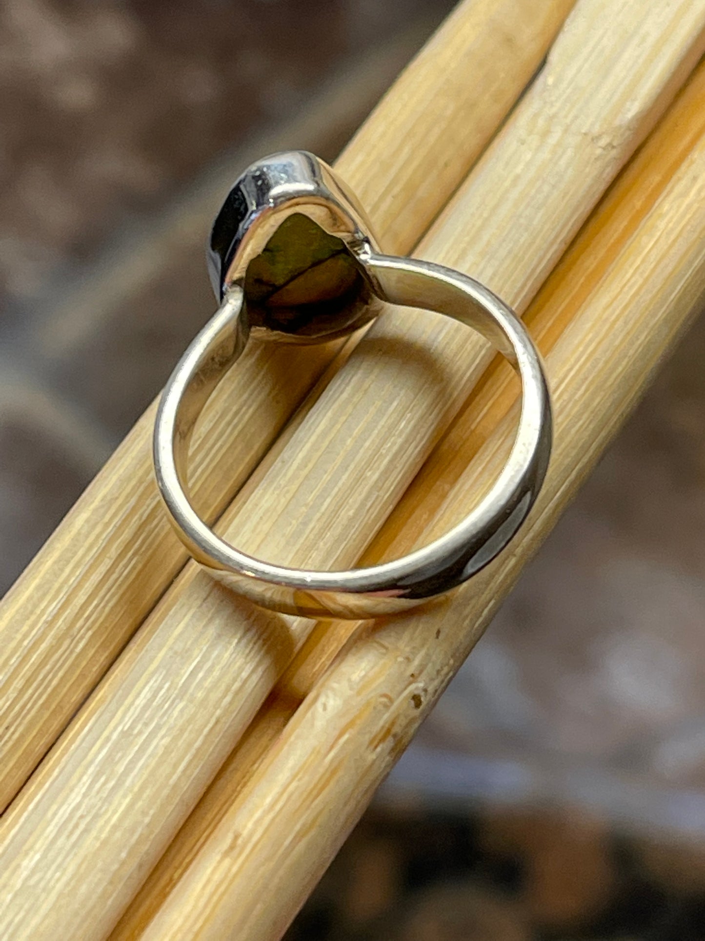 Genuine Sterling Green and Pink Opal 925 Solid Sterling Silver Ring Size 7 - Natural Rocks by Kala