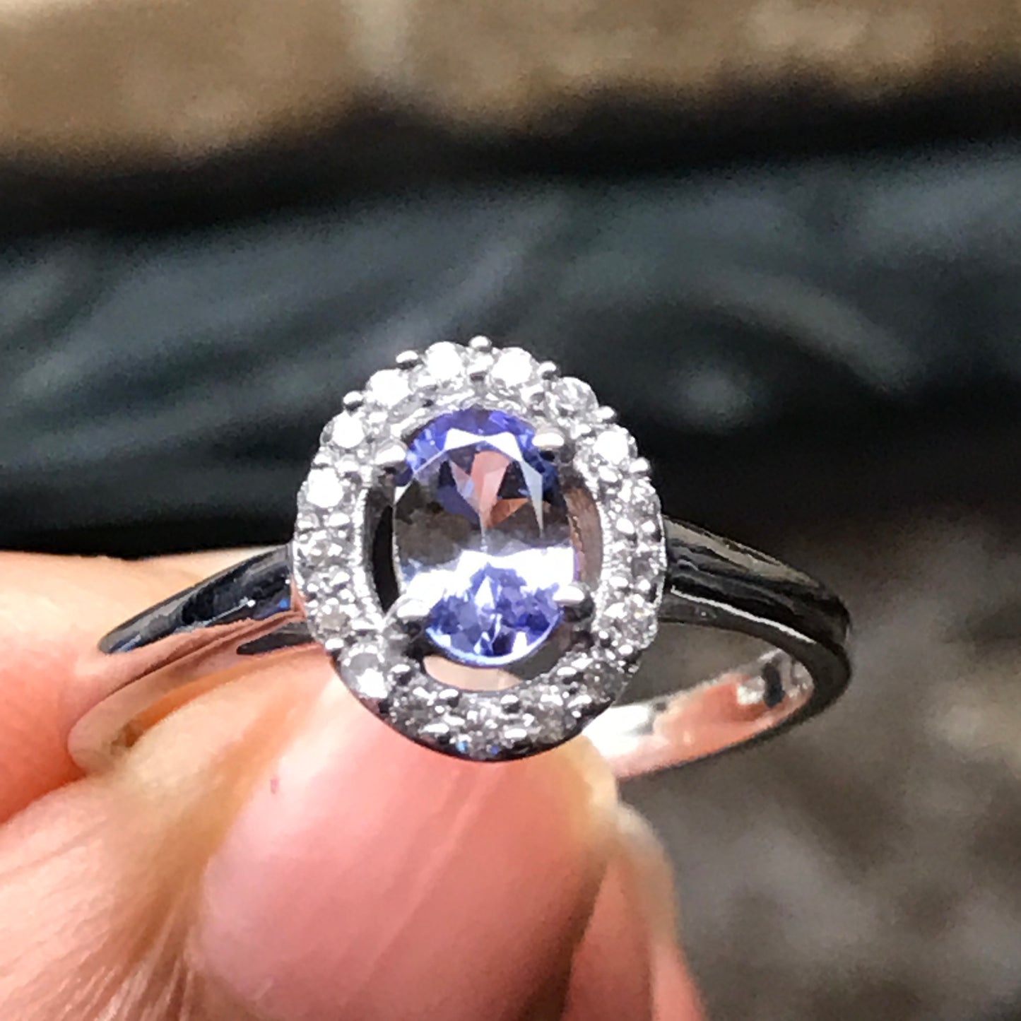 Genuine Blue Tanzanite 925 Solid Sterling Silver Engagement Ring Size 6, 7, 8, 9 - Natural Rocks by Kala