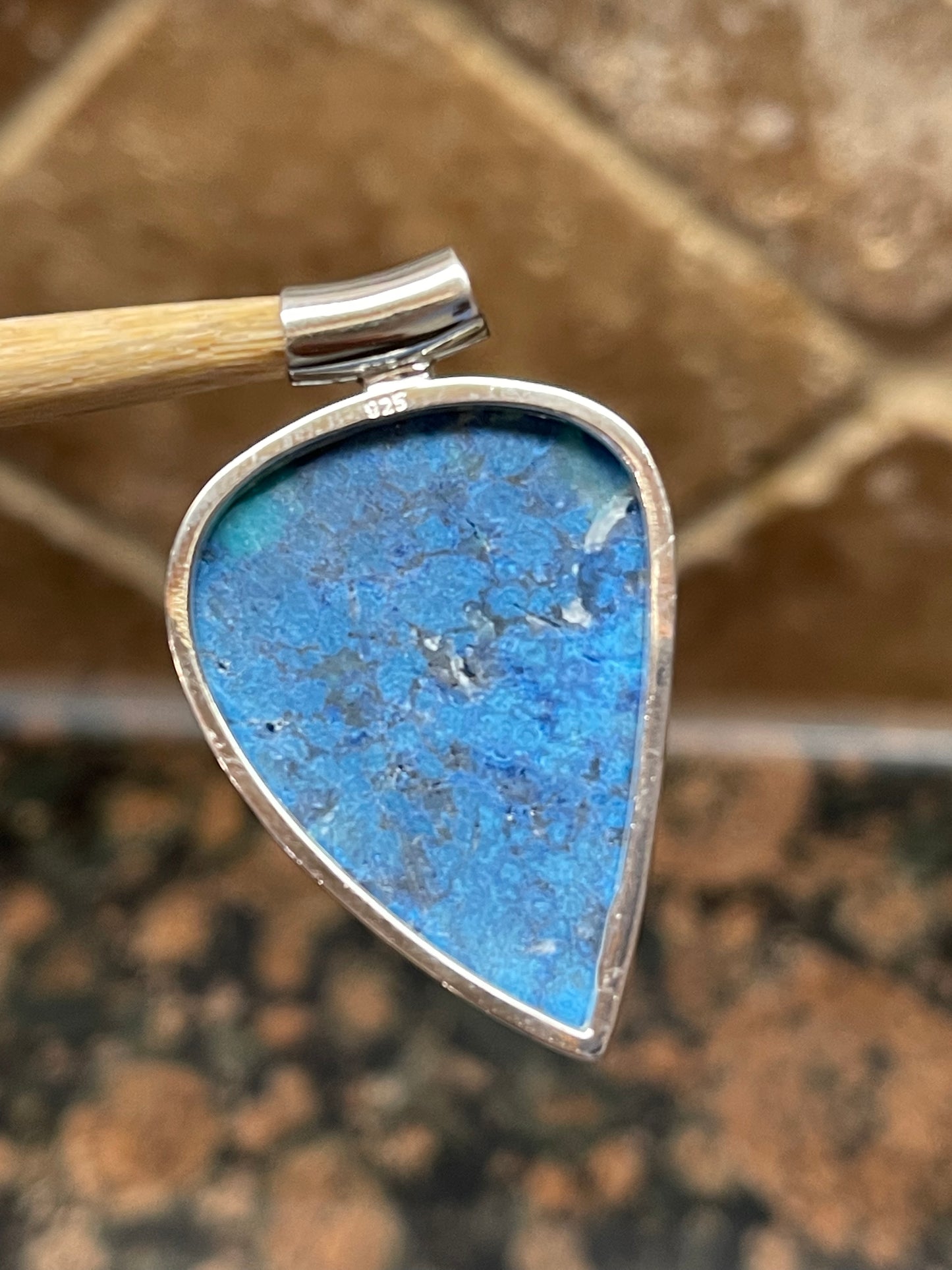 Natural Shattuckite, Amethyst 925 Solid Sterling Silver Pendant 40mm - Natural Rocks by Kala