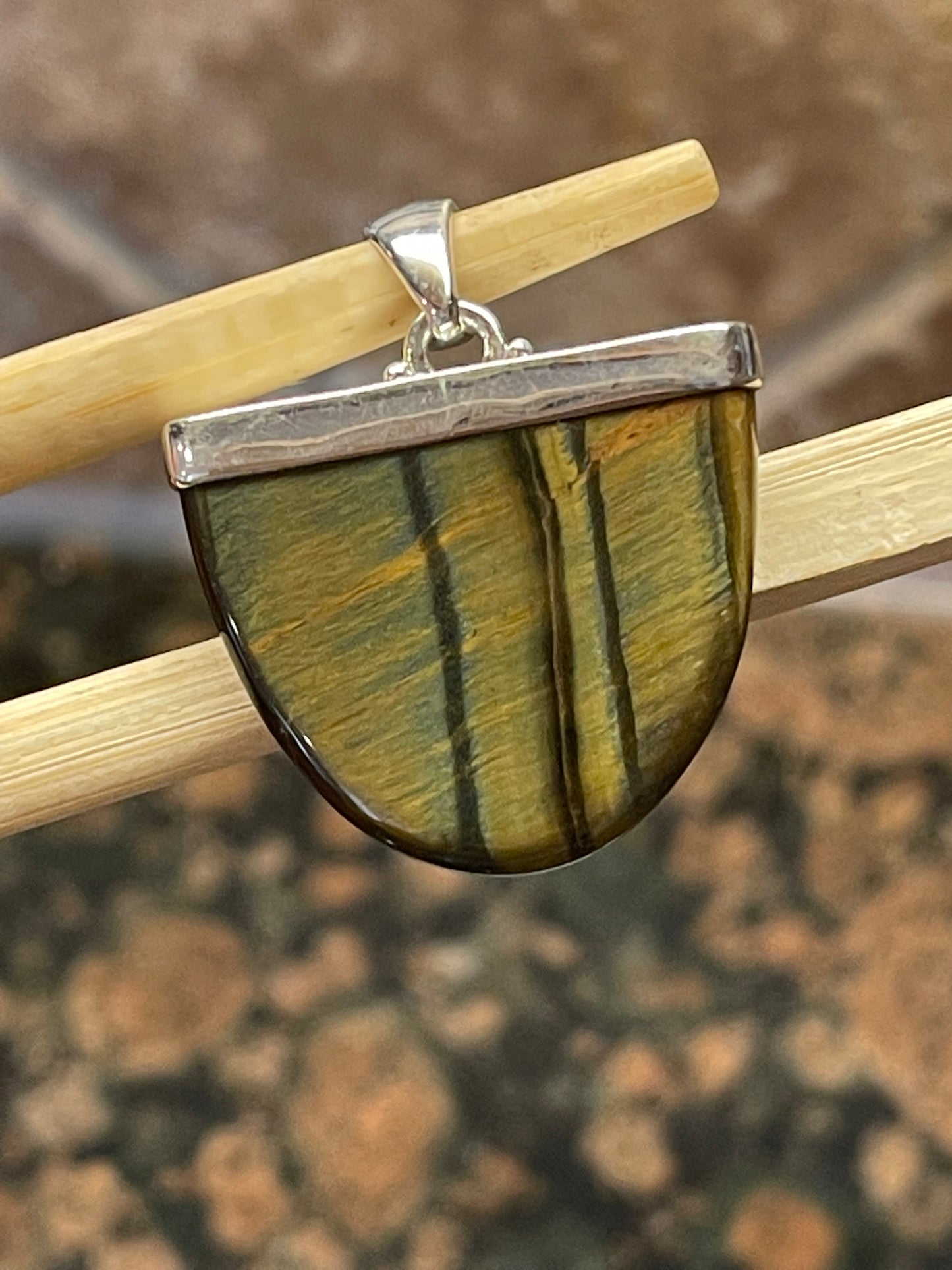 Natural Cat's Eye 925 Solid Sterling Silver Pendant 35mm - Natural Rocks by Kala