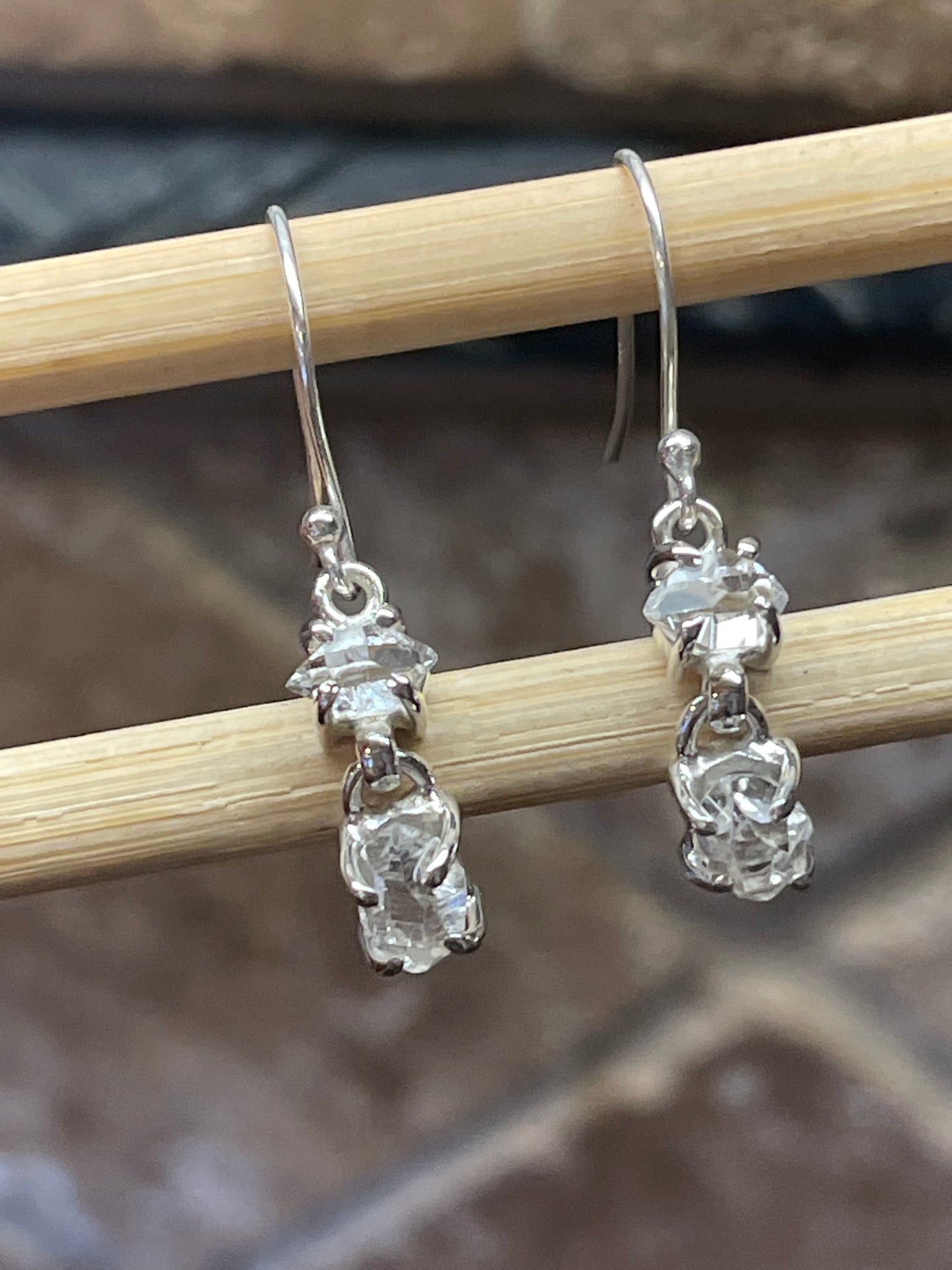 Natural Herkimer Diamond 925 Solid Sterling Silver Earrings 25mm - Natural Rocks by Kala