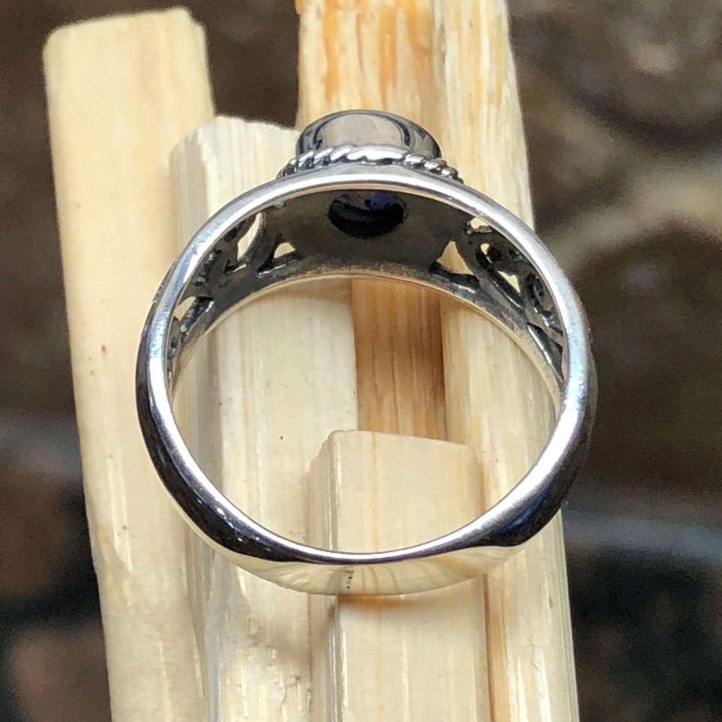 Natural 1ct Iolite 925 Solid Sterling Silver Engagement Ring Size 6, 7, 8, 9 - Natural Rocks by Kala