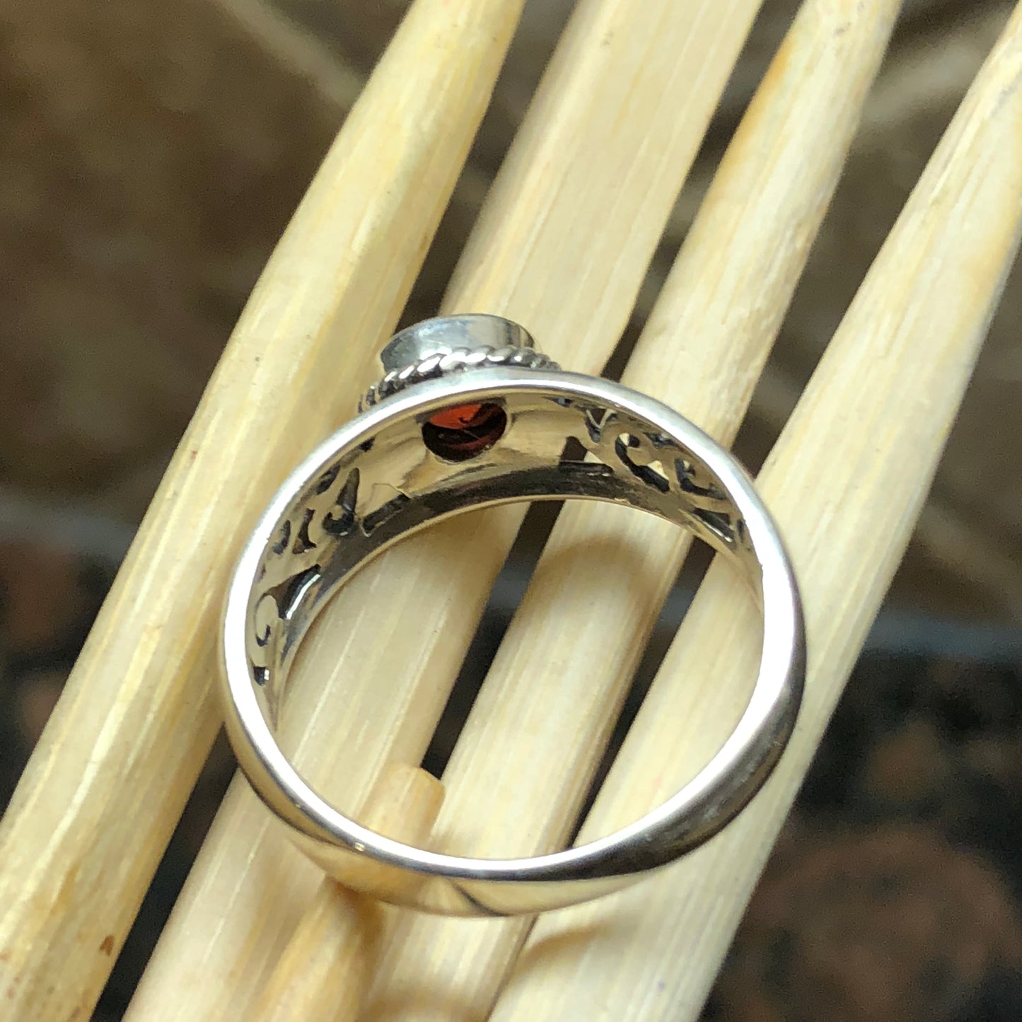 Natural 1ct Pyrope Garnet 925 Solid Sterling Silver Engagement Ring Size 6, 7, 8, 9 - Natural Rocks by Kala