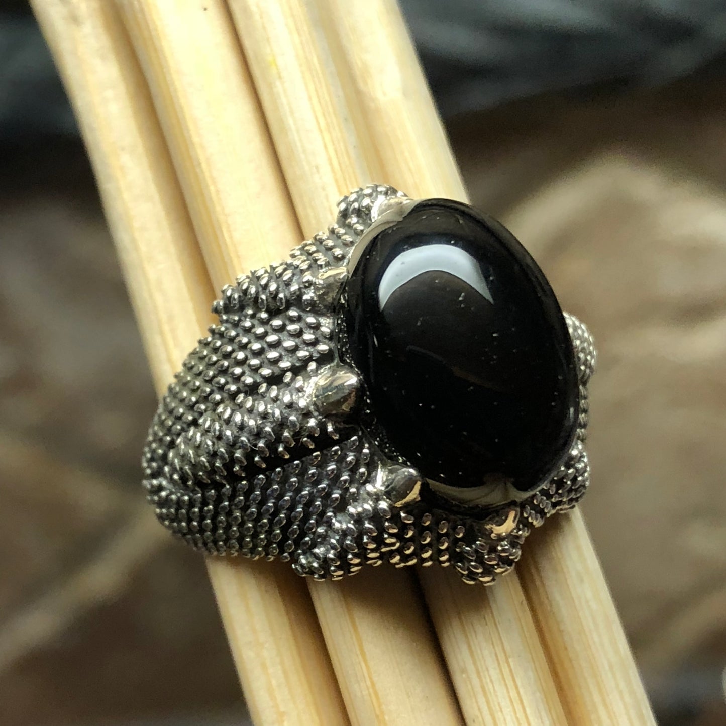 Natural Black Onyx 925 Solid Sterling Silver Men's Ring Size 8, 9, 10, 11, 12 - Natural Rocks by Kala