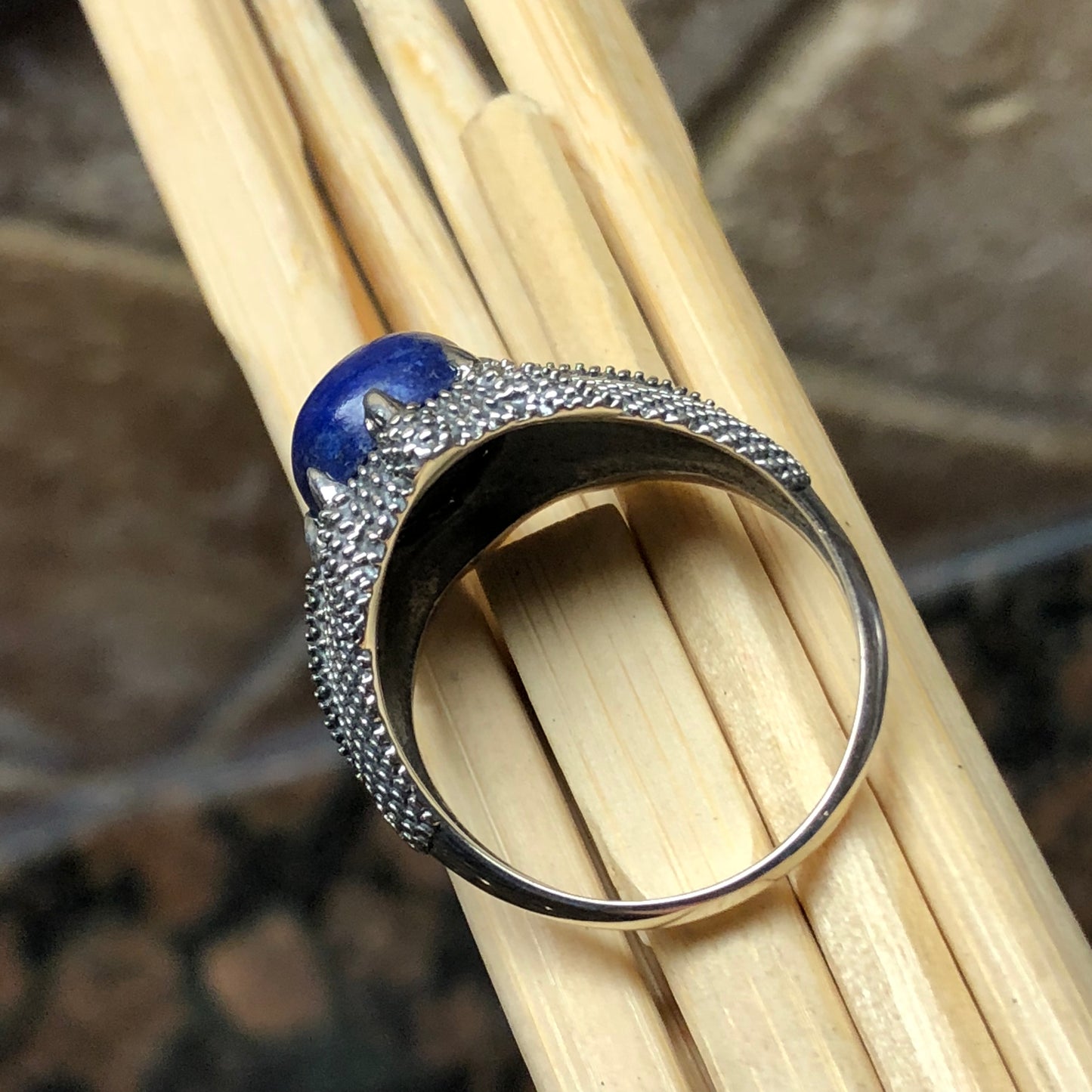 Natural Blue Lapis Lazuli 925 Solid Sterling Silver Men's Ring Size 8, 9, 10, 11, 12 - Natural Rocks by Kala