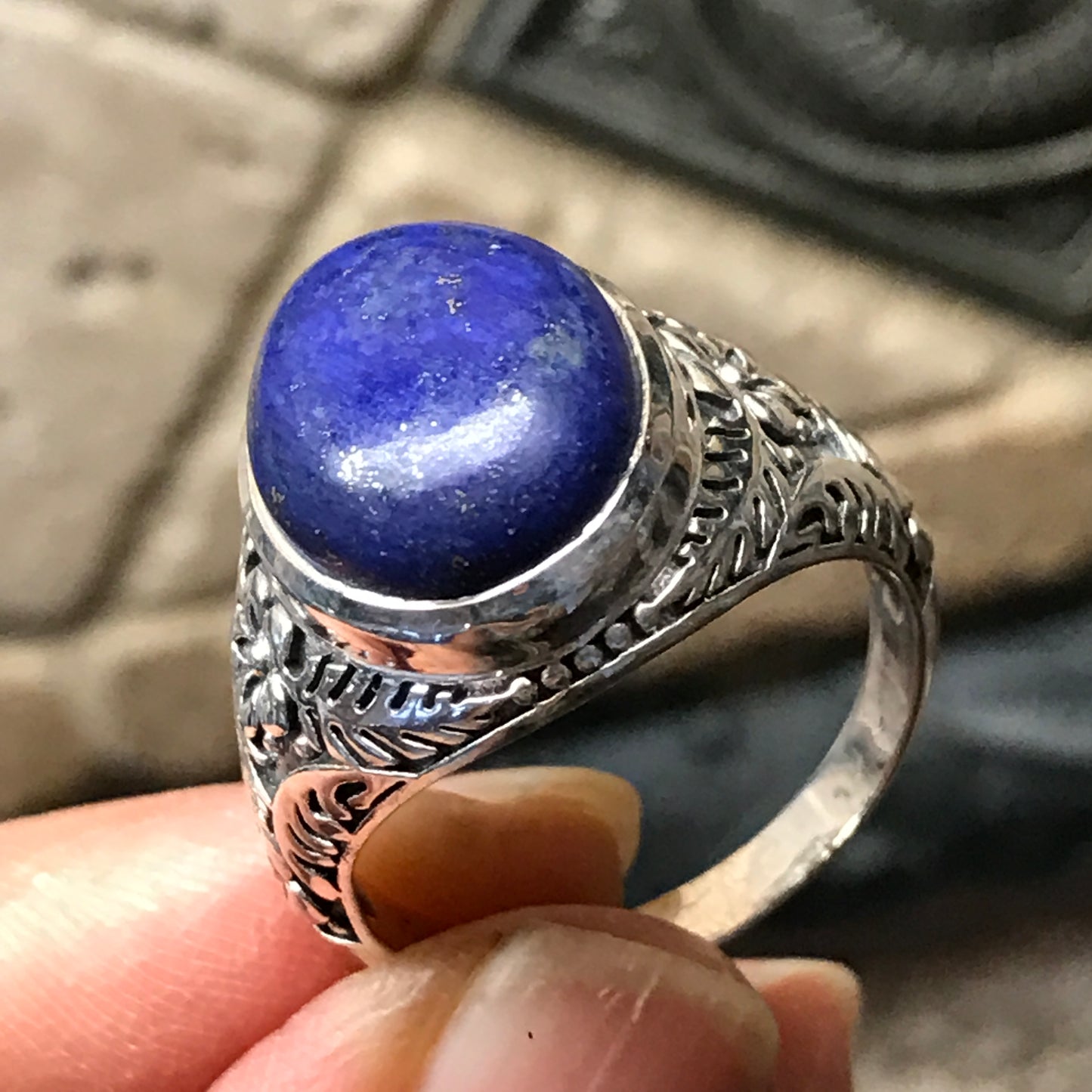 Natural Blue Lapis Lazuli 925 Solid Sterling Silver Men's Ring Size 8, 9, 10, 11, 12 - Natural Rocks by Kala