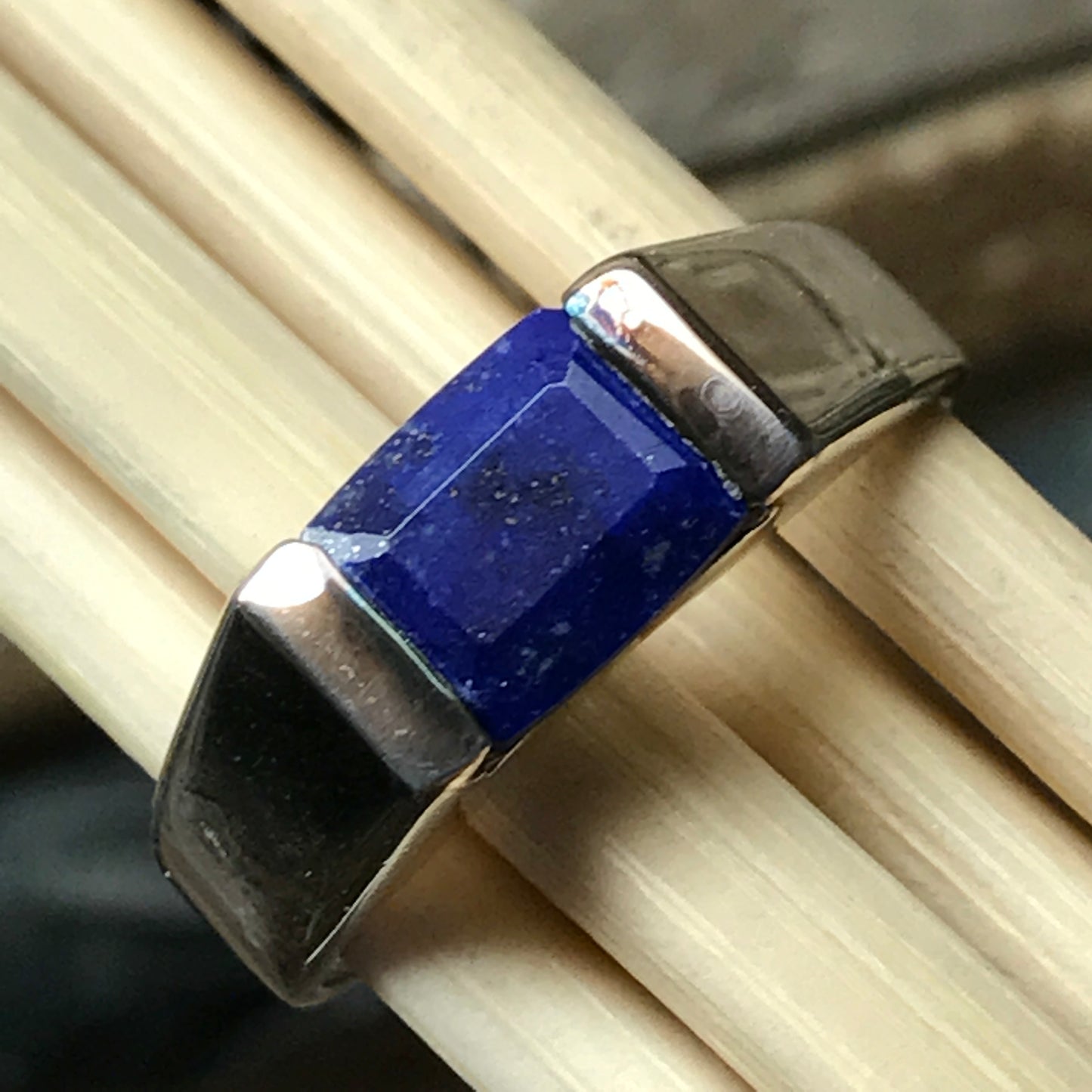 Natural Blue Lapis Lazuli 925 Solid Sterling Silver Men's Ring Size 7, 8, 9, 10, 11, 12, 13 - Natural Rocks by Kala