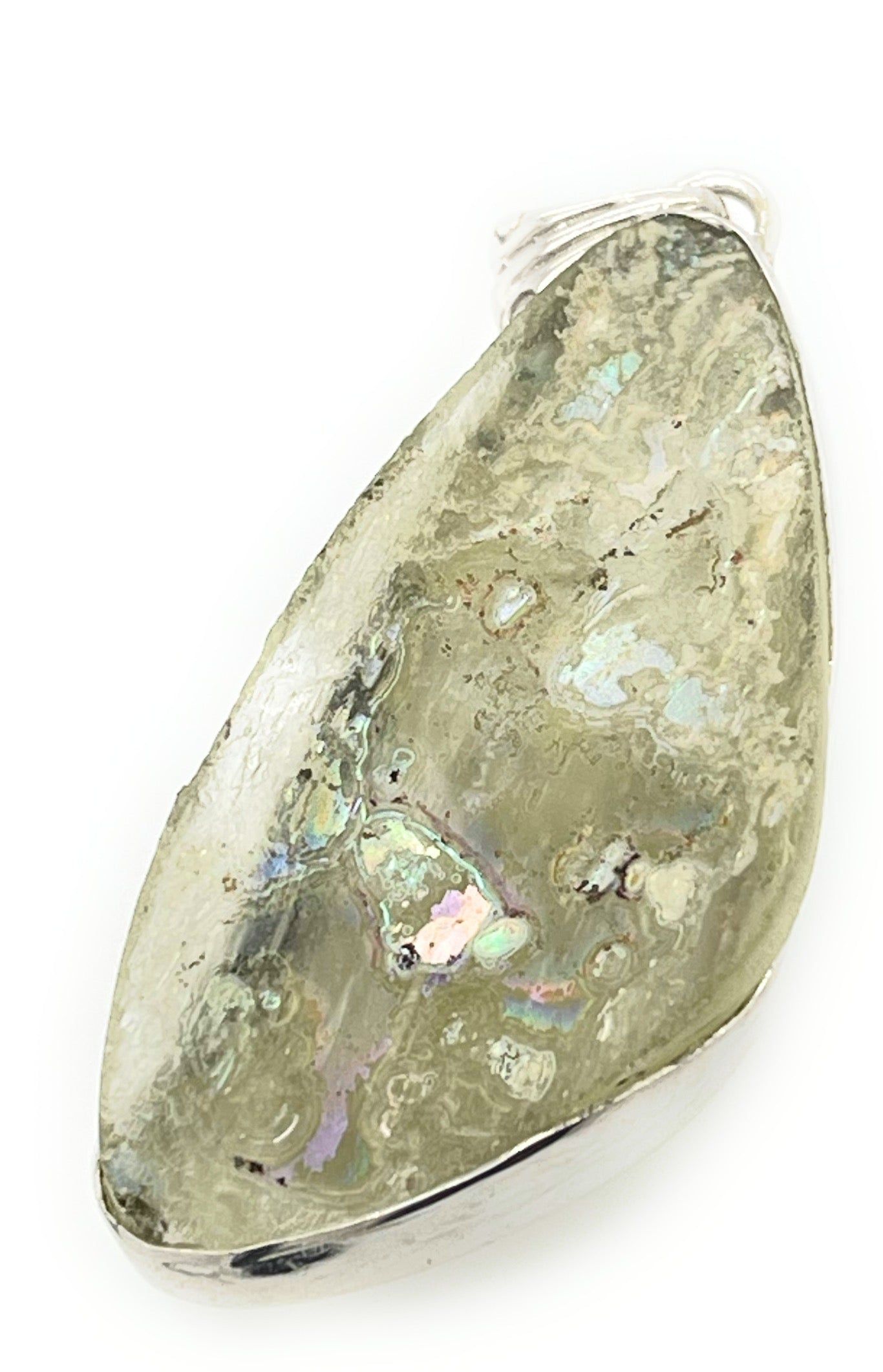 Ancient Roman Glass 925 Solid Sterling Silver Pendant 50mm - Natural Rocks by Kala