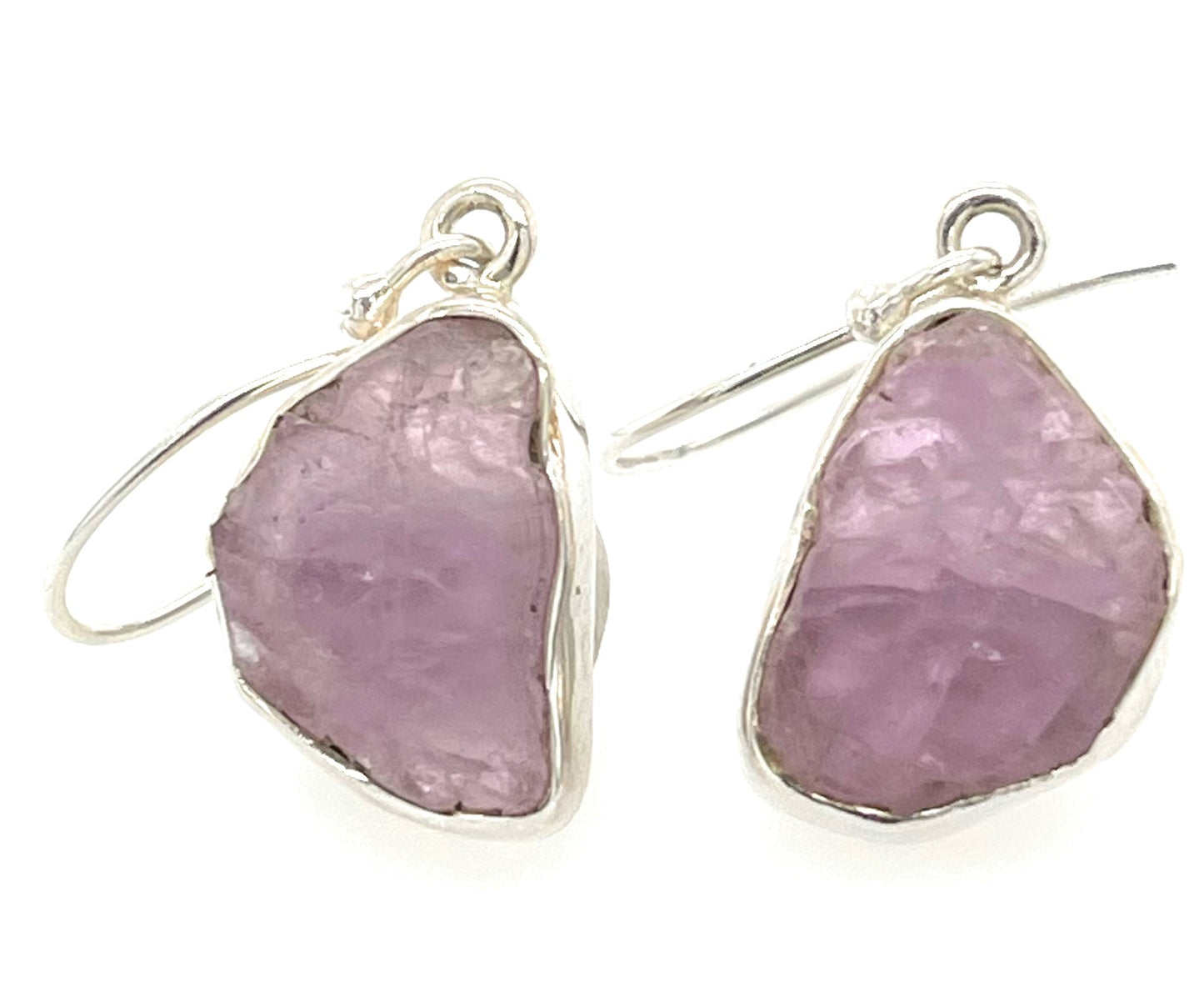 Natural Pink Kunzite 925 Solid Sterling Silver Earrings 35mm - Natural Rocks by Kala