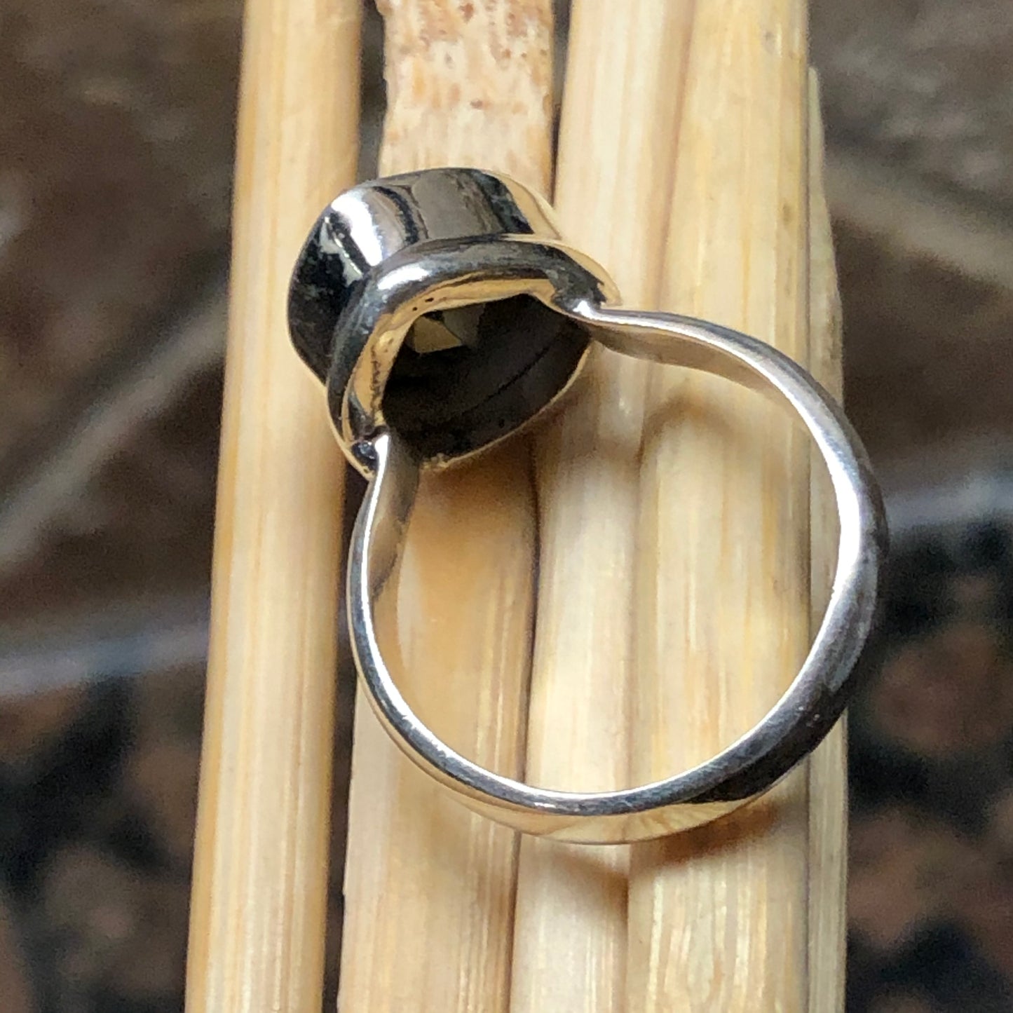 Natural Hematite 925 Solid Sterling Silver Ring Size 6.5, 6.75, 7.75, 8, 8.5 - Natural Rocks by Kala