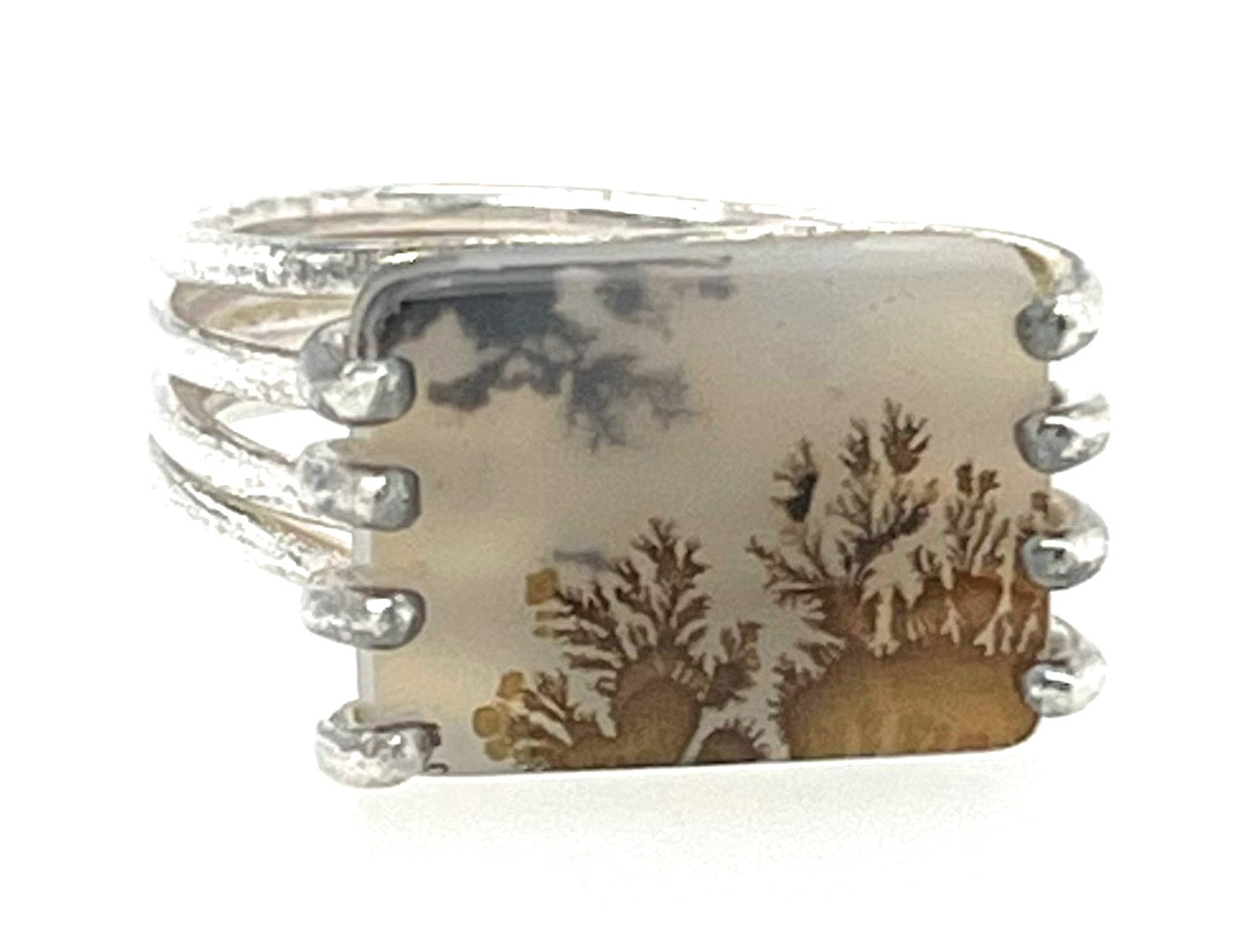 Rare Scenic Dendritic Agate 925 Solid Sterling Silver Ring Size 5.25 - Natural Rocks by Kala