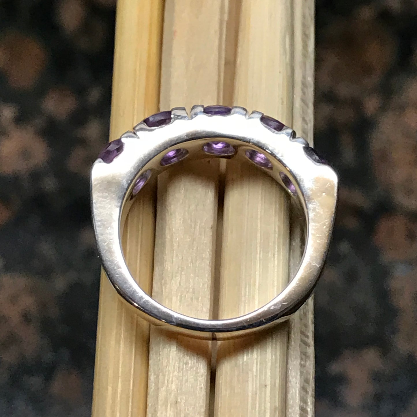Natural 4ct Purple Amethyst 925 Solid Sterling Silver Ring Size 6, 7, 8, 9 - Natural Rocks by Kala