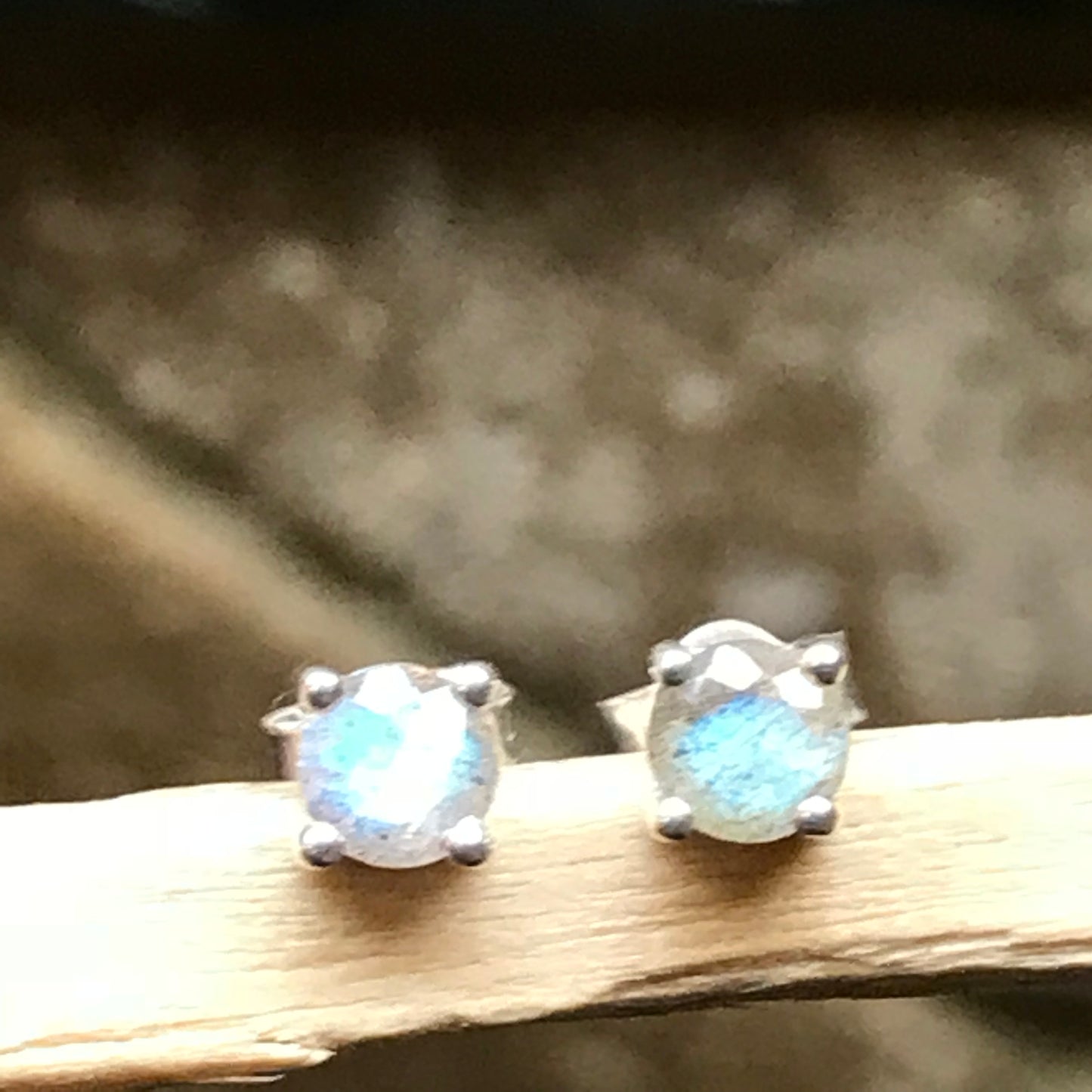 Natural Blue Labradorite 925 Sterling Silver Earrings 4mm - Natural Rocks by Kala