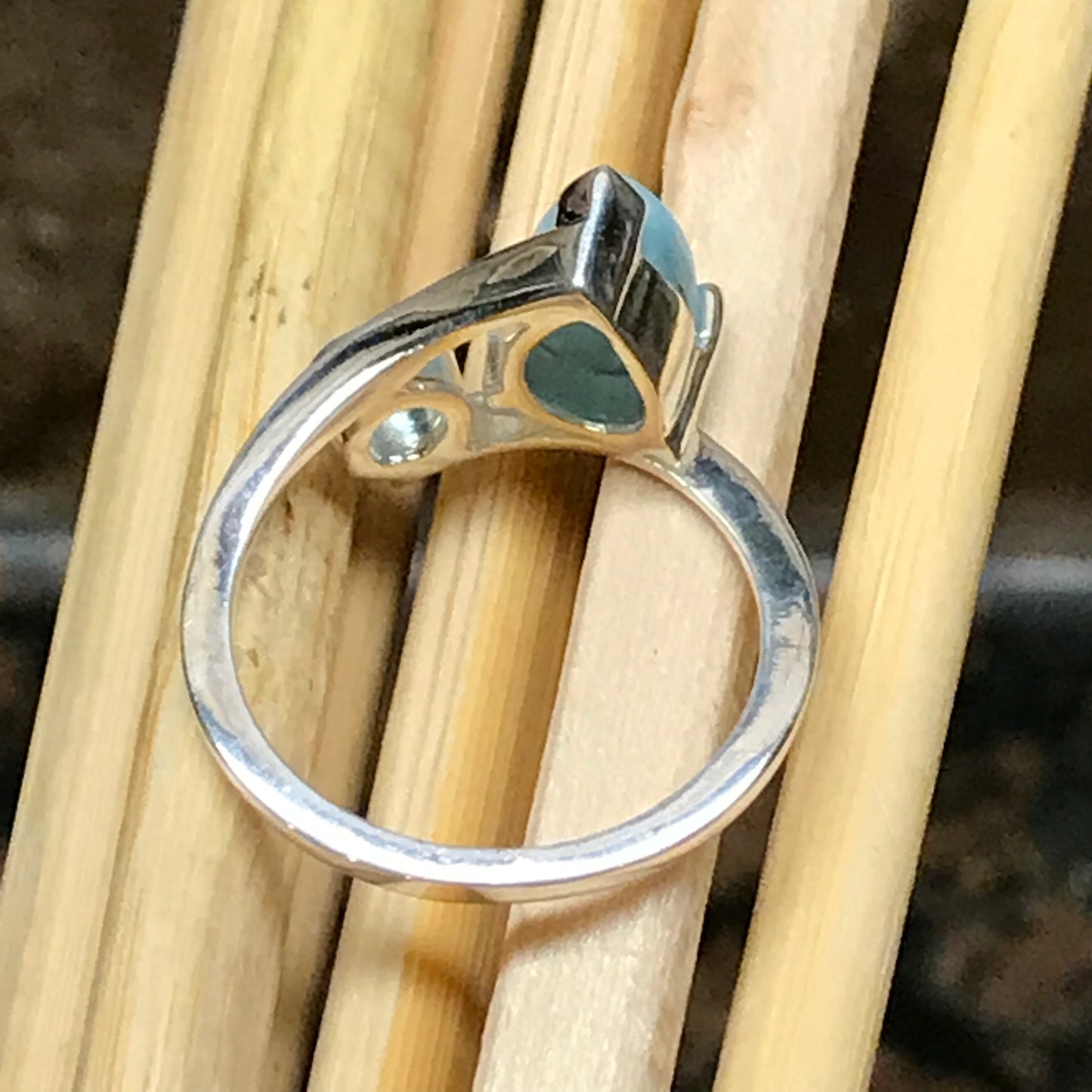 Natural Dominican Larimar 925 Solid Sterling Silver Ring Size 6, 7, 8, 9 - Natural Rocks by Kala