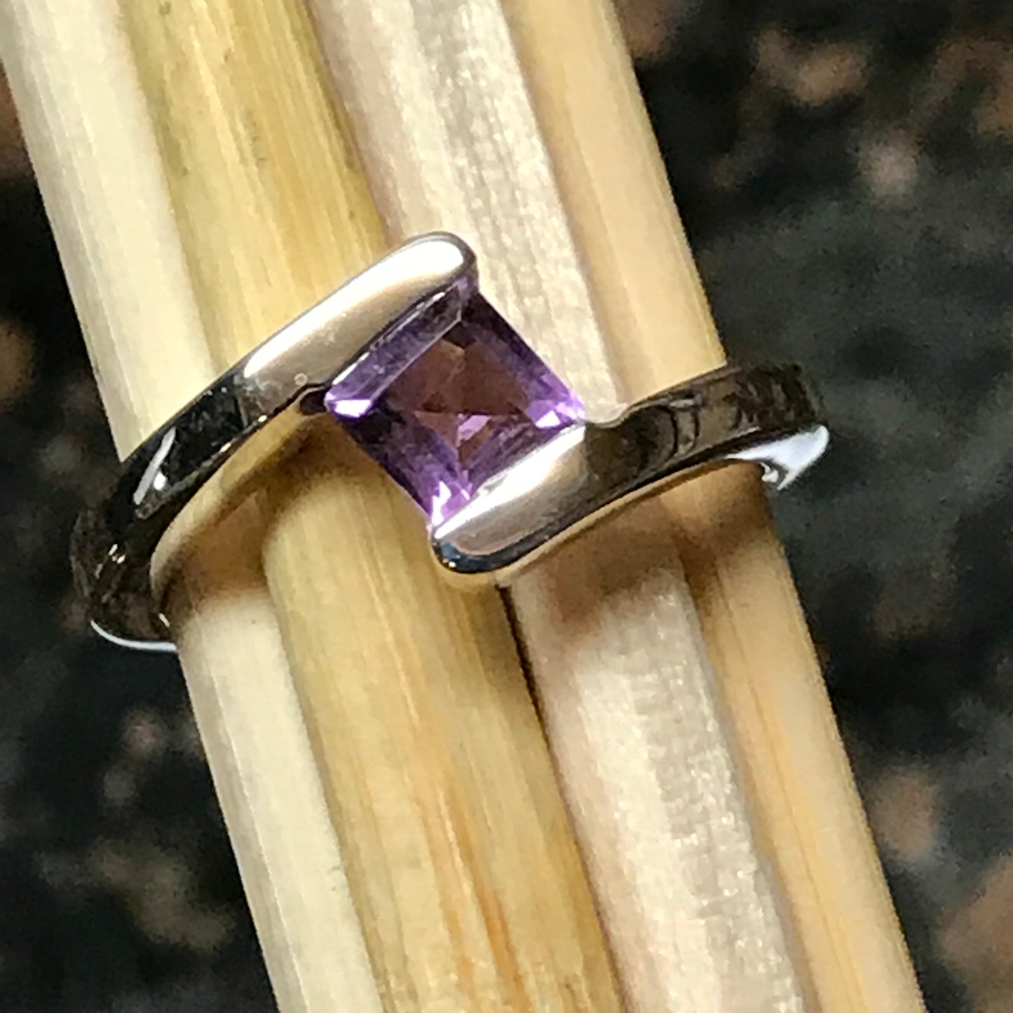 Natural 1ct Purple Amethyst 925 Sterling Silver Engagement Ring Size 6, 7, 8, 9 - Natural Rocks by Kala