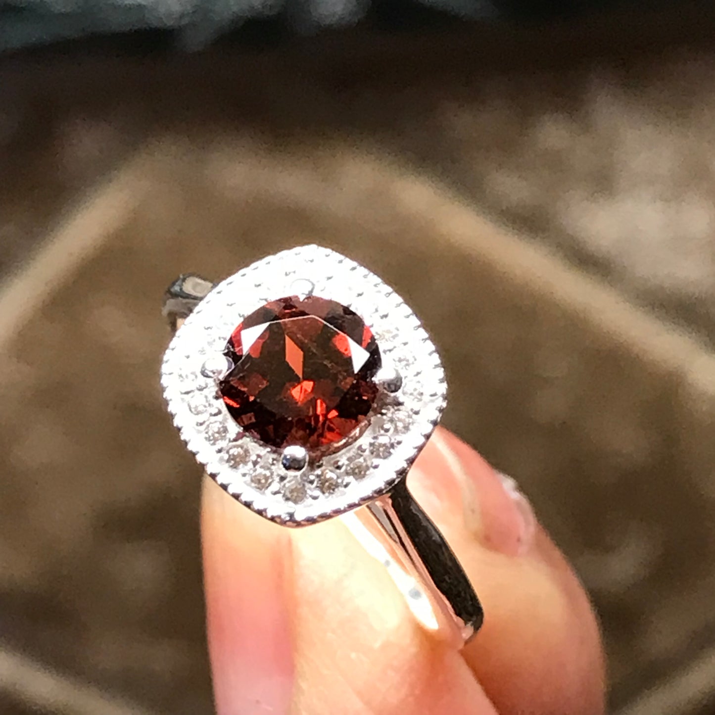 Natural 1ct Pyrope Garnet 925 Solid Sterling Silver Engagement Ring Size 6, 7, 8, 9 - Natural Rocks by Kala