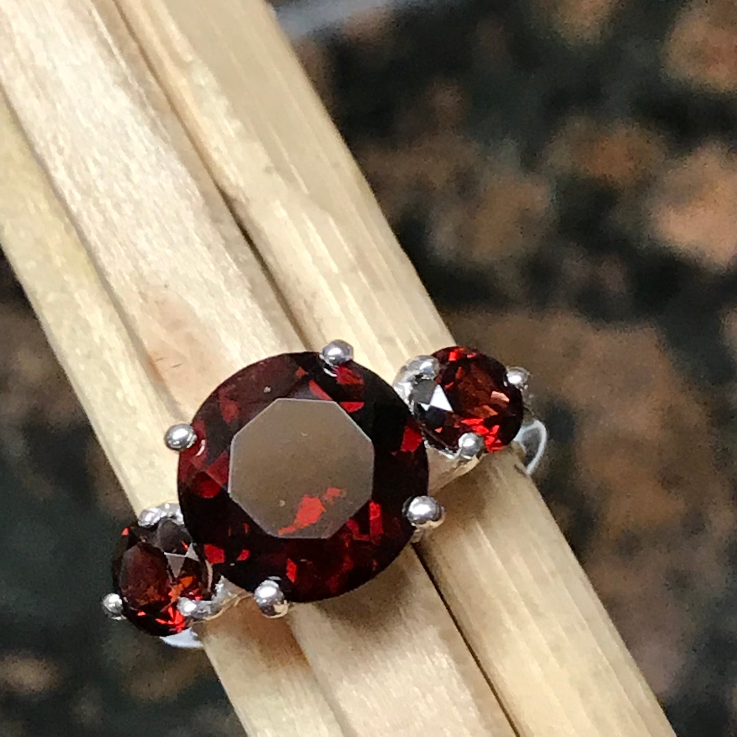 Natural 4ct Pyrope Garnet 925 Solid Sterling Silver Ring Size 6, 7, 8, 9 - Natural Rocks by Kala