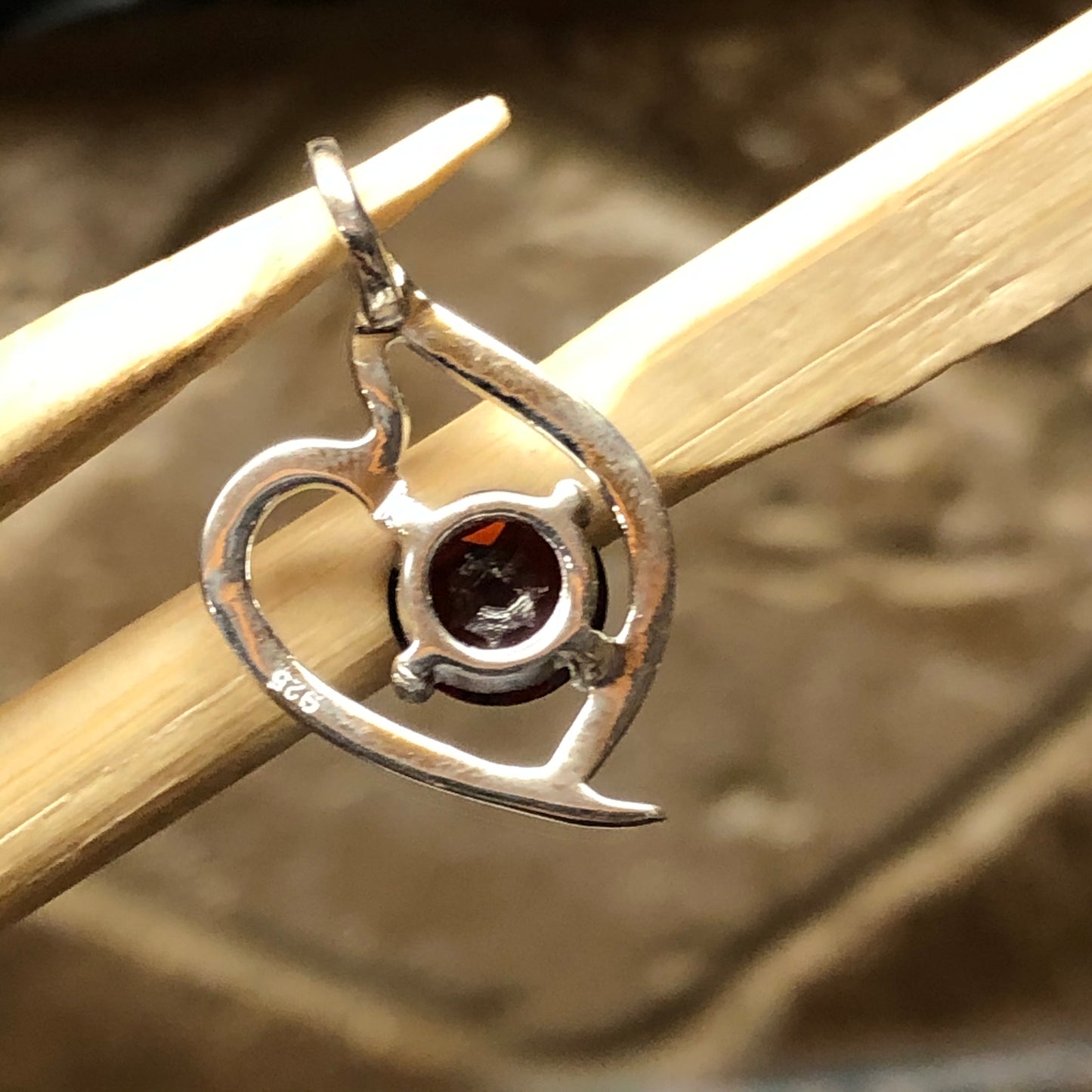 Natural 1ct Pyrope Garnet 925 Solid Sterling Silver Heart Pendant 22mm - Natural Rocks by Kala