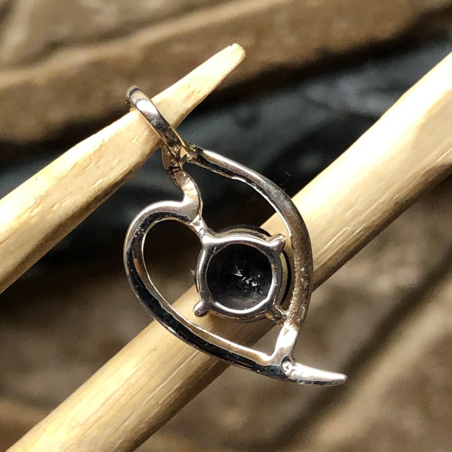 Natural 1ct Iolite 925 Solid Sterling Silver Heart Pendant 22mm - Natural Rocks by Kala