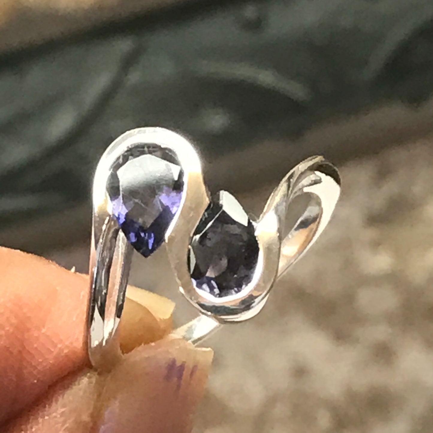 Natural 2ct Iolite 925 Solid Sterling Silver Ring Size 6, 7, 8, 9 - Natural Rocks by Kala