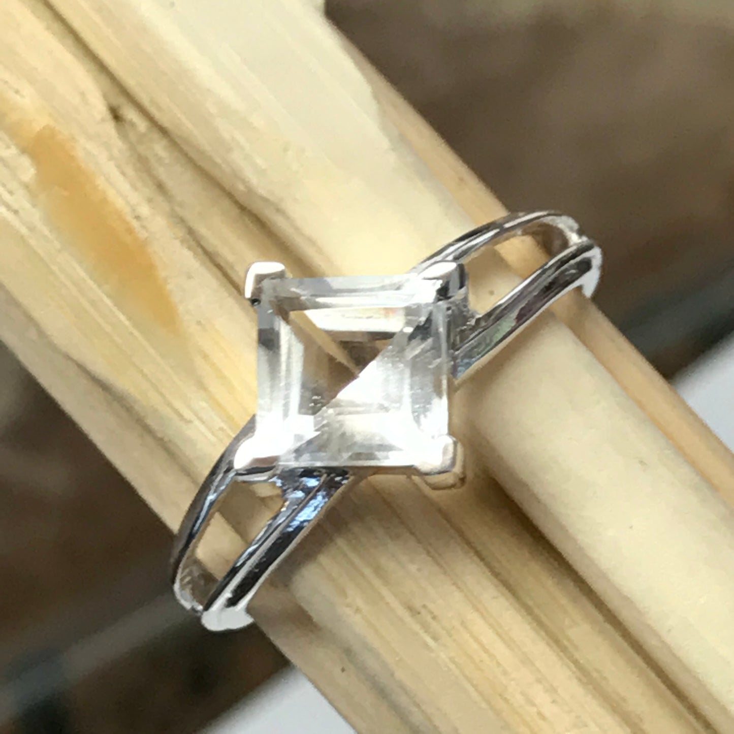Natural 2ct White Quartz 925 Solid Sterling Silver Ring Size 7, 8, 9 - Natural Rocks by Kala
