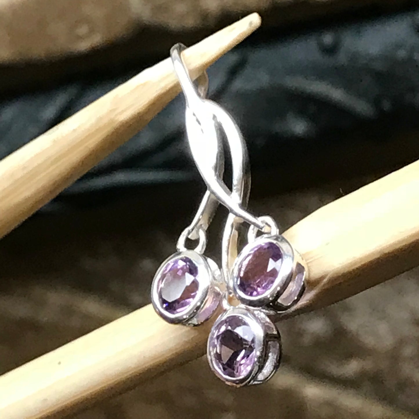 Natural 1.5ct Amethyst 925 Solid Sterling Silver Pendant 30mm - Natural Rocks by Kala