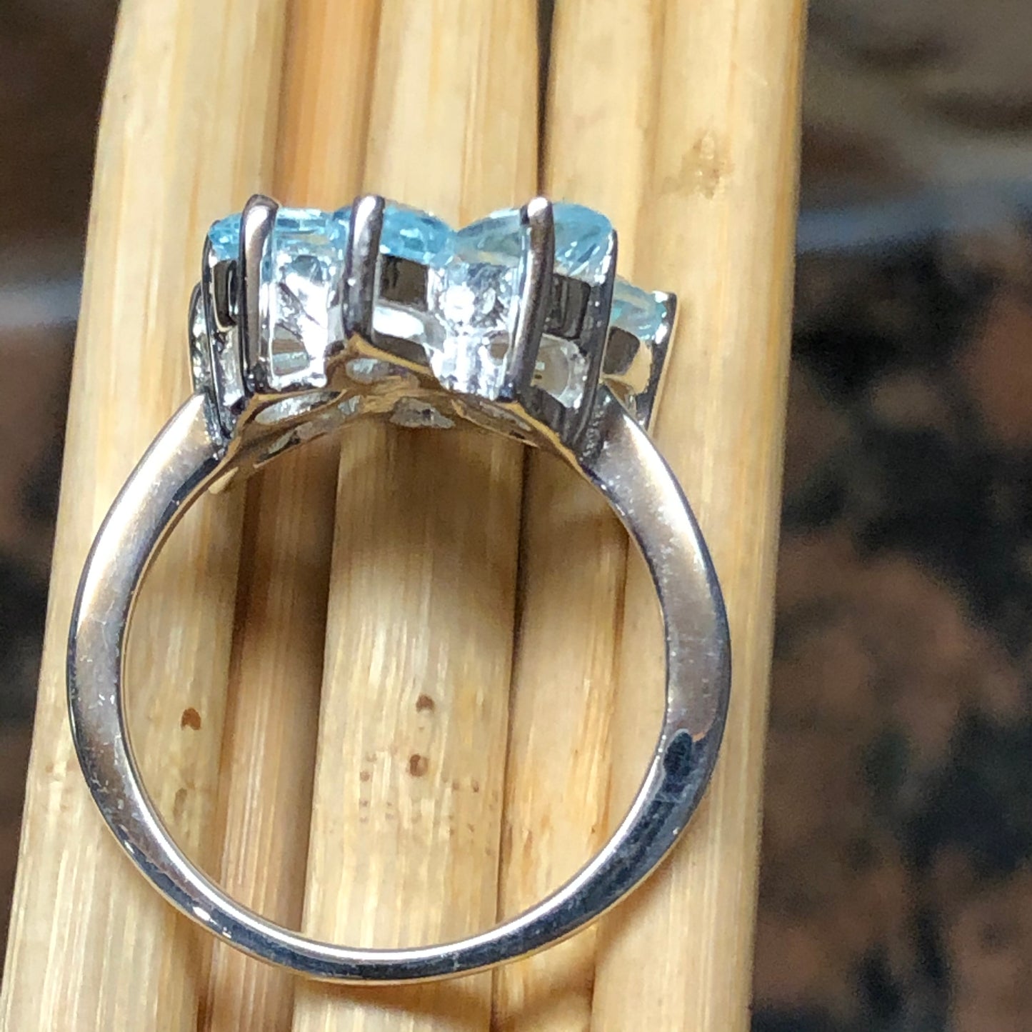 Natural 2.5ct Blue Topaz 925 Solid Sterling Silver Wedding Ring Size 6, 7, 8, 9 - Natural Rocks by Kala