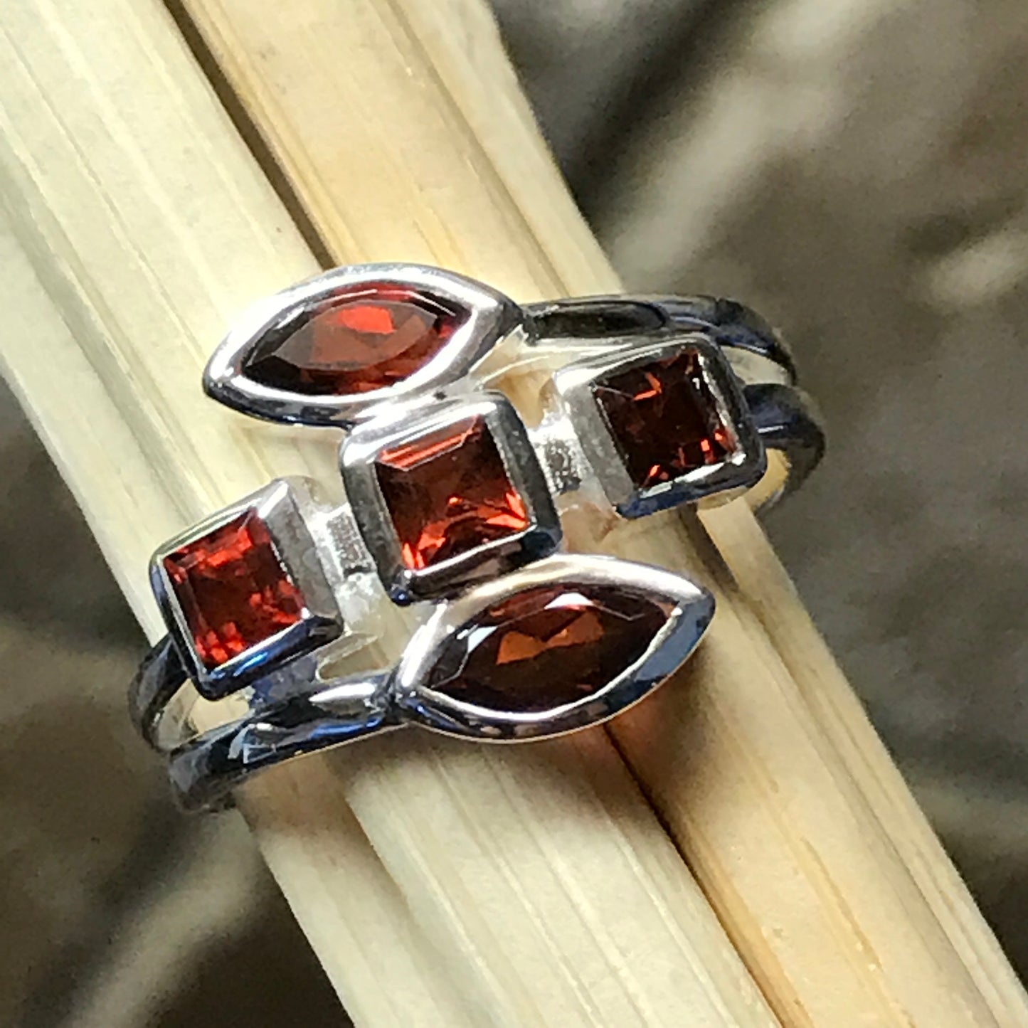 Natural 2ct Pyrope Garnet 925 Solid Sterling Silver Ring Size 6, 7, 8, 9 - Natural Rocks by Kala