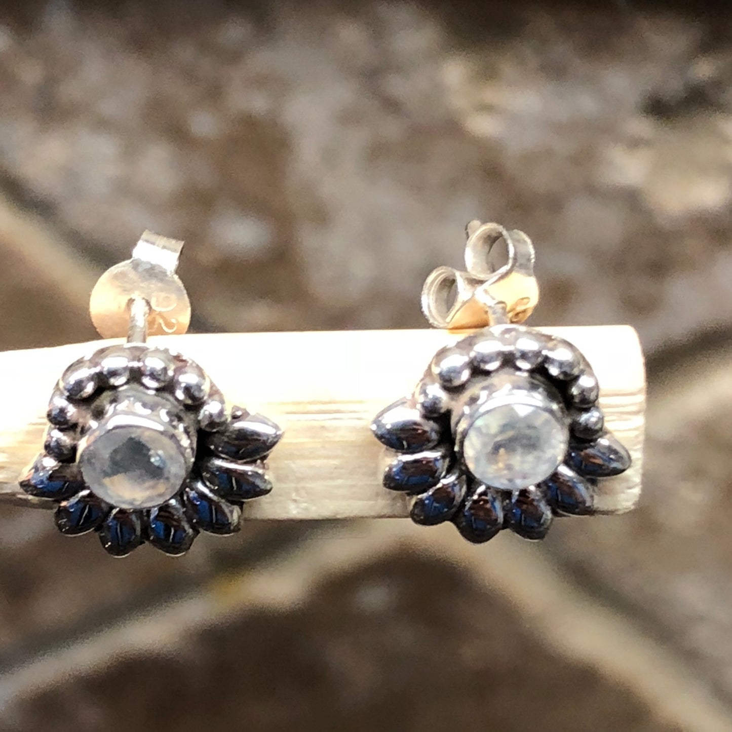 Natural Rainbow Moonstone 925 Solid Sterling Silver Earrings 10mm - Natural Rocks by Kala