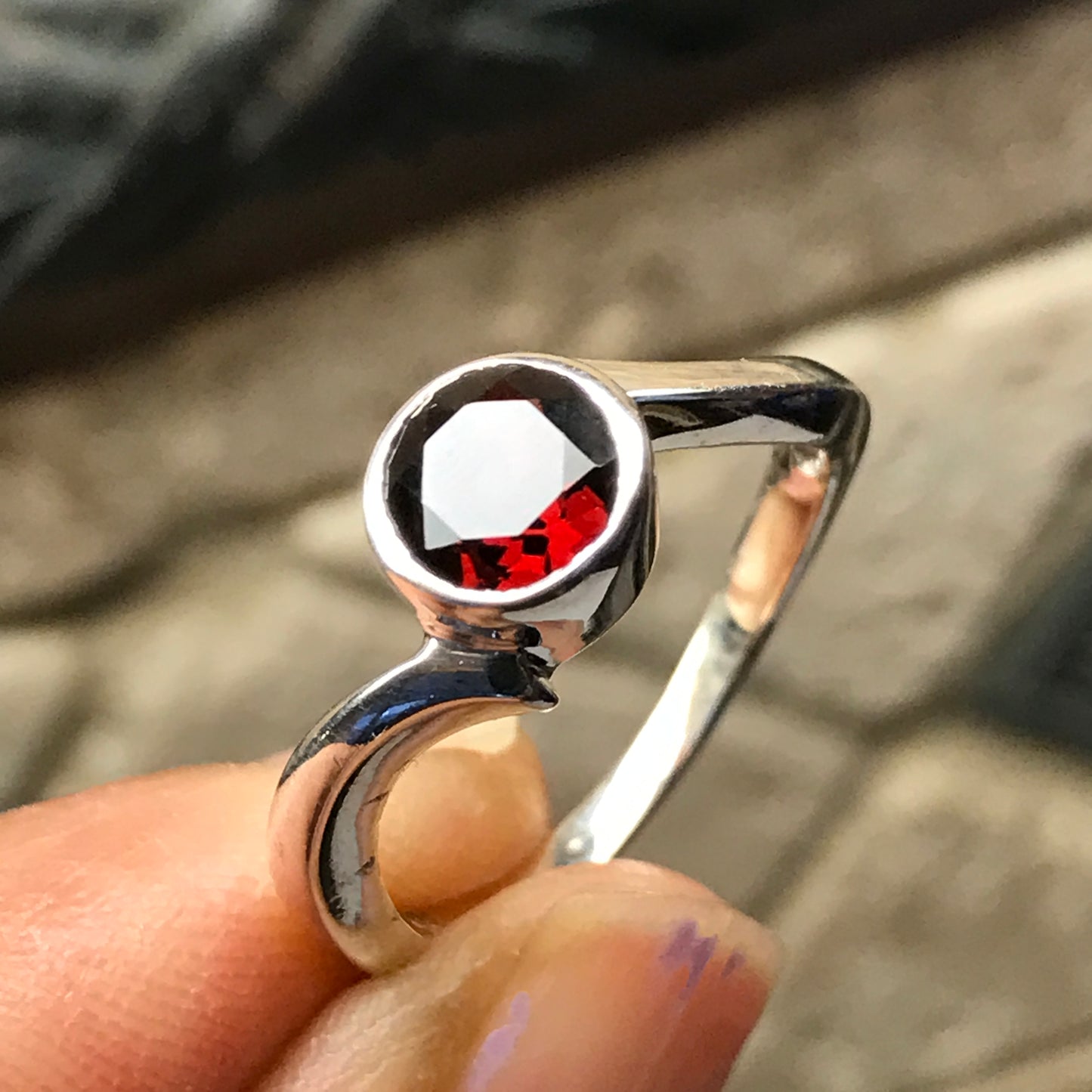 Natural 1ct Pyrope Garnet 925 Solid Sterling Silver Engagement Ring Size 6, 7, 8, 9 - Natural Rocks by Kala