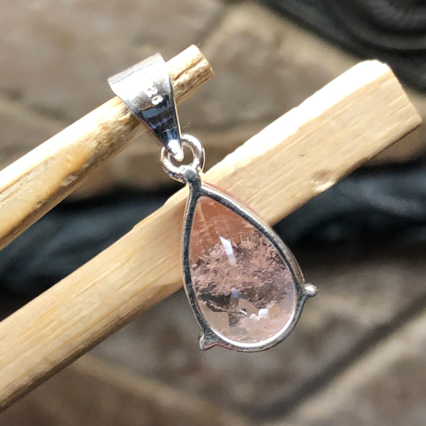 Natural 4ct Pink Morganite 925 Sterling Silver Pendant 25mm - Natural Rocks by Kala