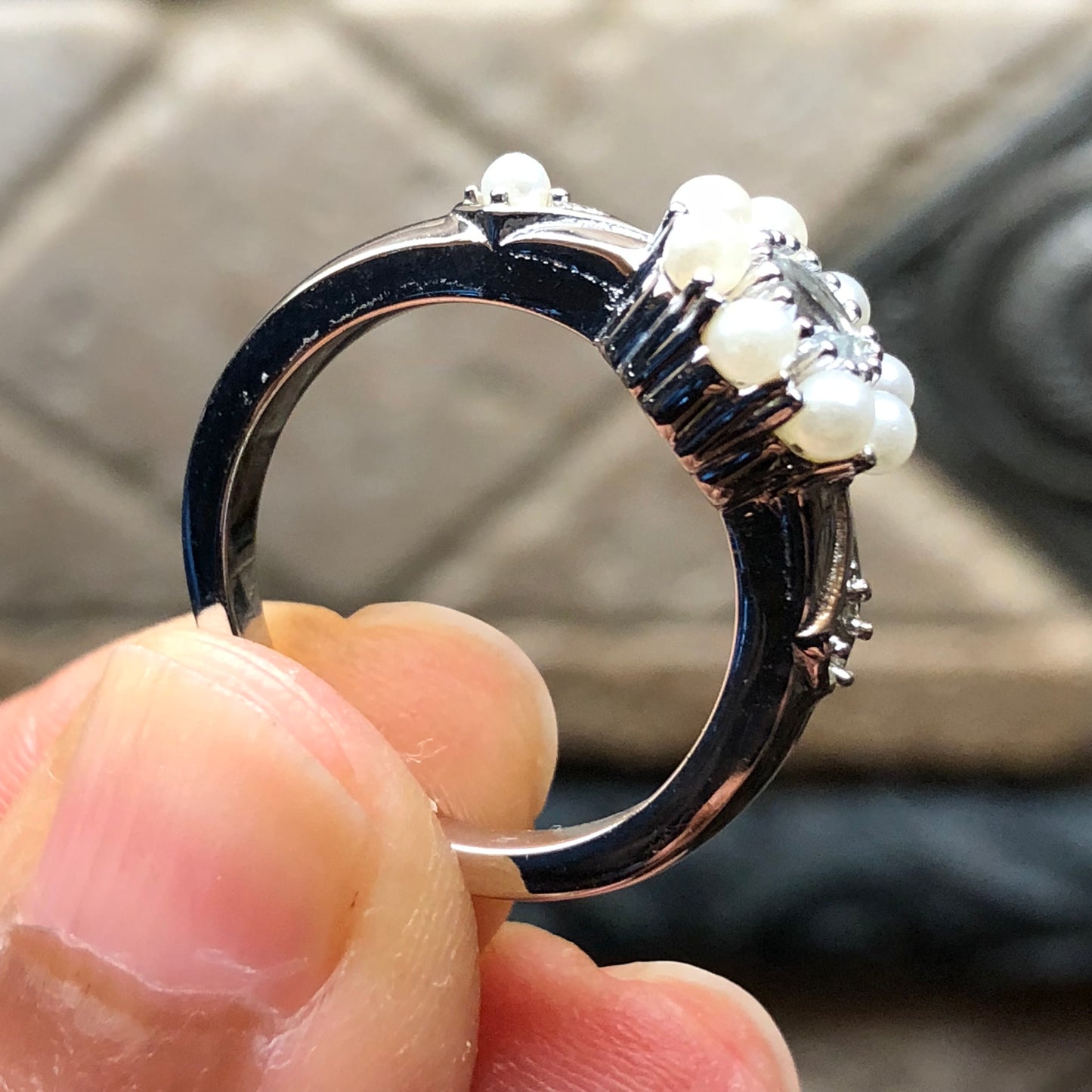 Natural Aquamarine, Pearl 925 Solid Sterling Silver Engagement Ring Sz 6, 7, 8, 9 - Natural Rocks by Kala