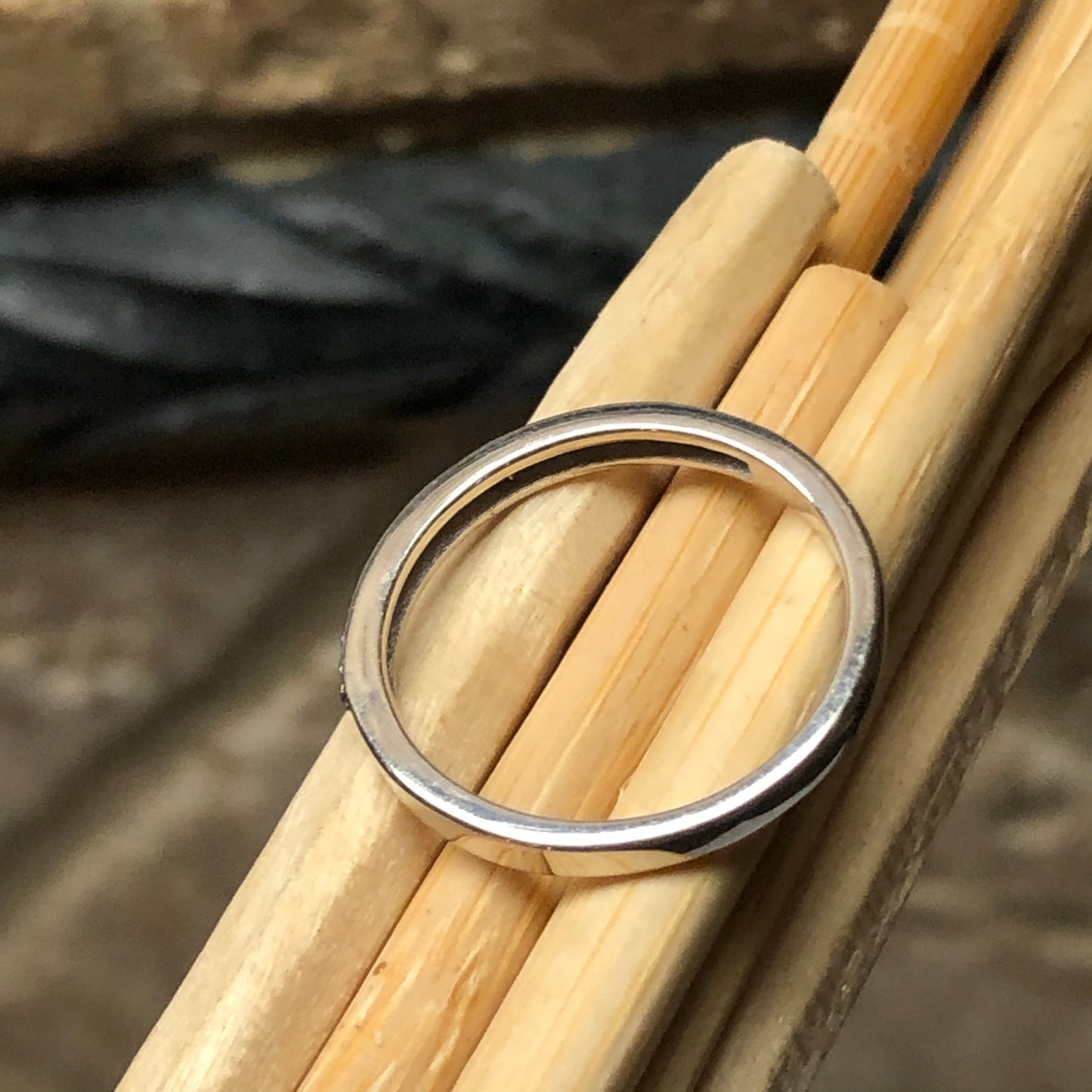 Natural White Diamond 925 Sterling Silver Engagement Band Ring Size 6 - Natural Rocks by Kala