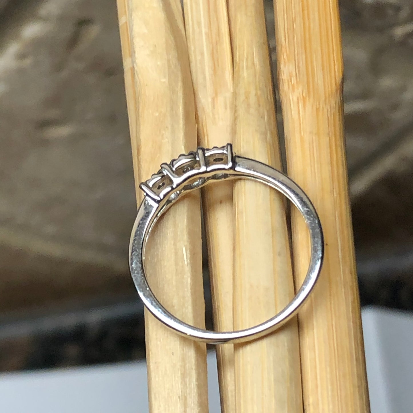 Natural White Diamond 9k White Gold Engagement Ring Size 6, 7.25 - Natural Rocks by Kala