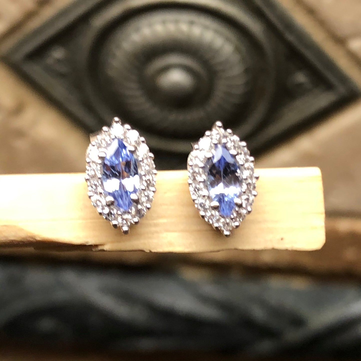 Natural Blue Tanzanite 925 Solid Sterling Silver Earrings 10mm - Natural Rocks by Kala