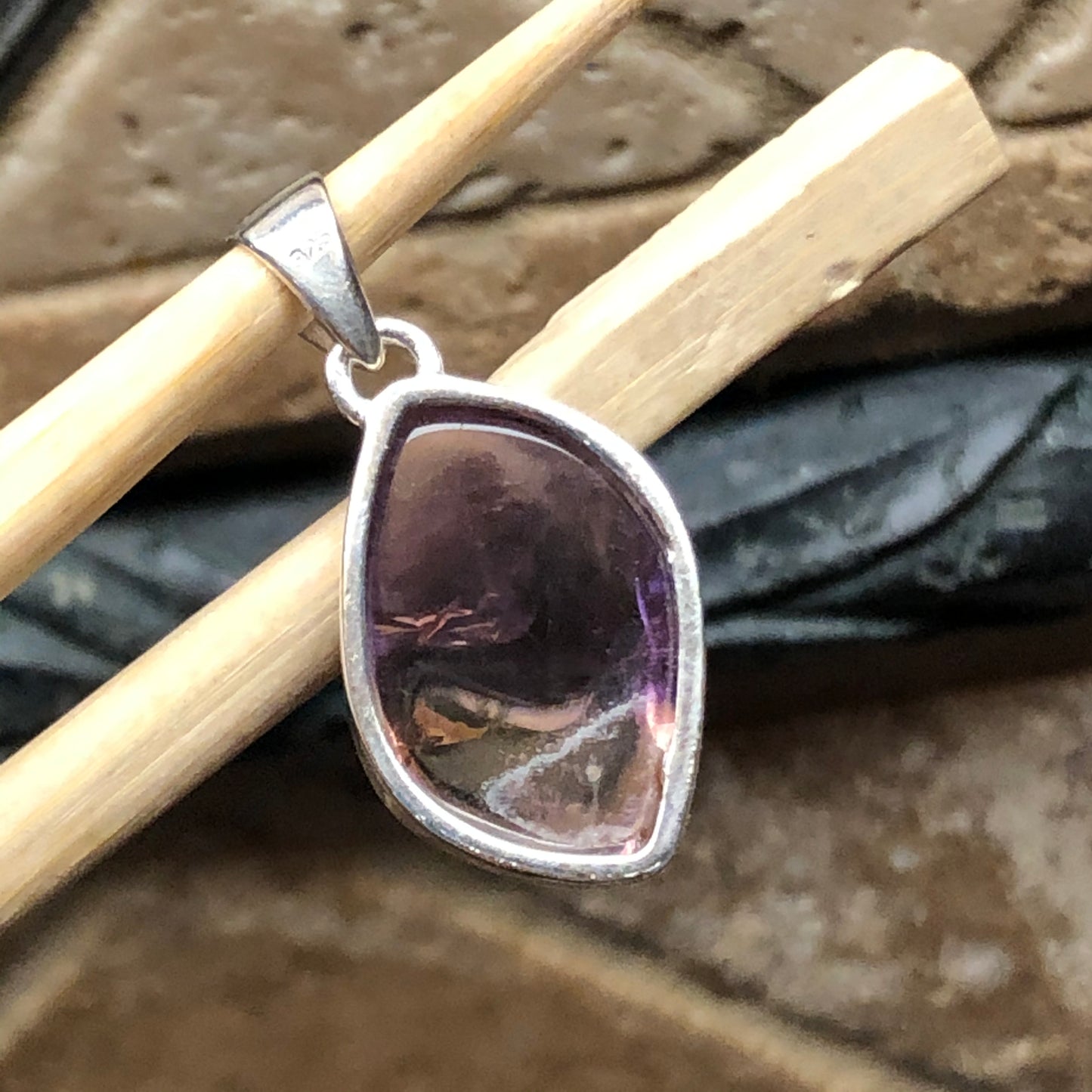 Natural Ametrine 925 Solid Sterling Silver Pendant 30mm - Natural Rocks by Kala