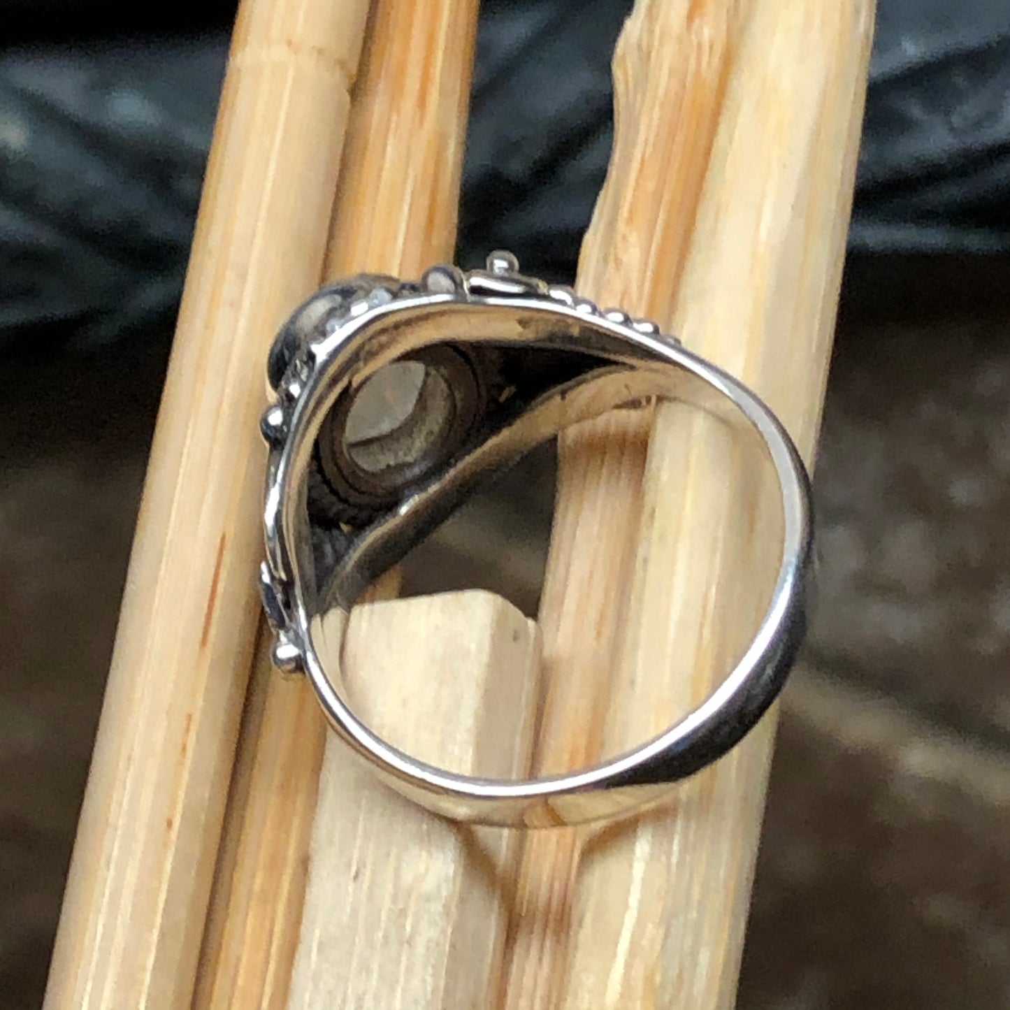 Natural Rainbow Moonstone 925 Solid Sterling Silver Engagement Ring Size 6, 8 - Natural Rocks by Kala