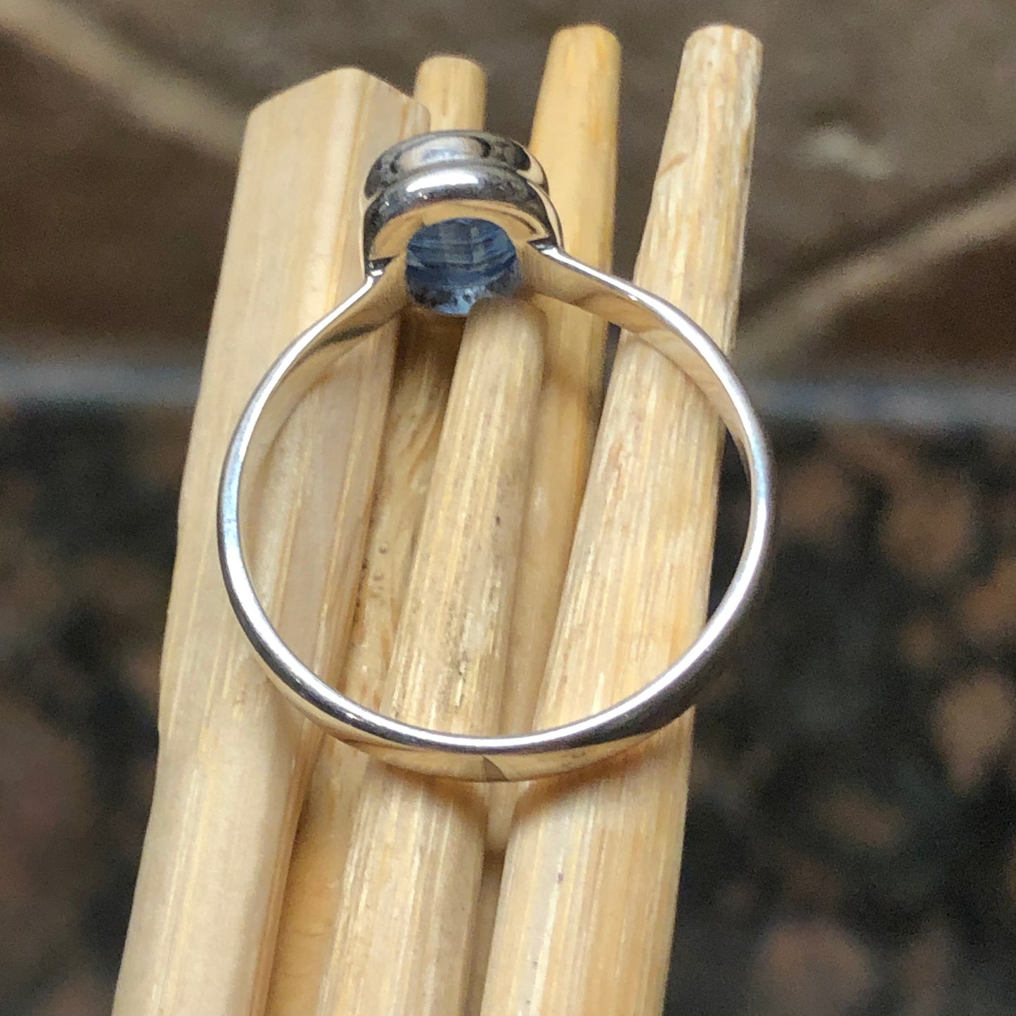 Natural Royal Blue Kyanite 925 Solid Sterling Silver Engagement Ring Size 6.5, 7, 7.25, 9 - Natural Rocks by Kala