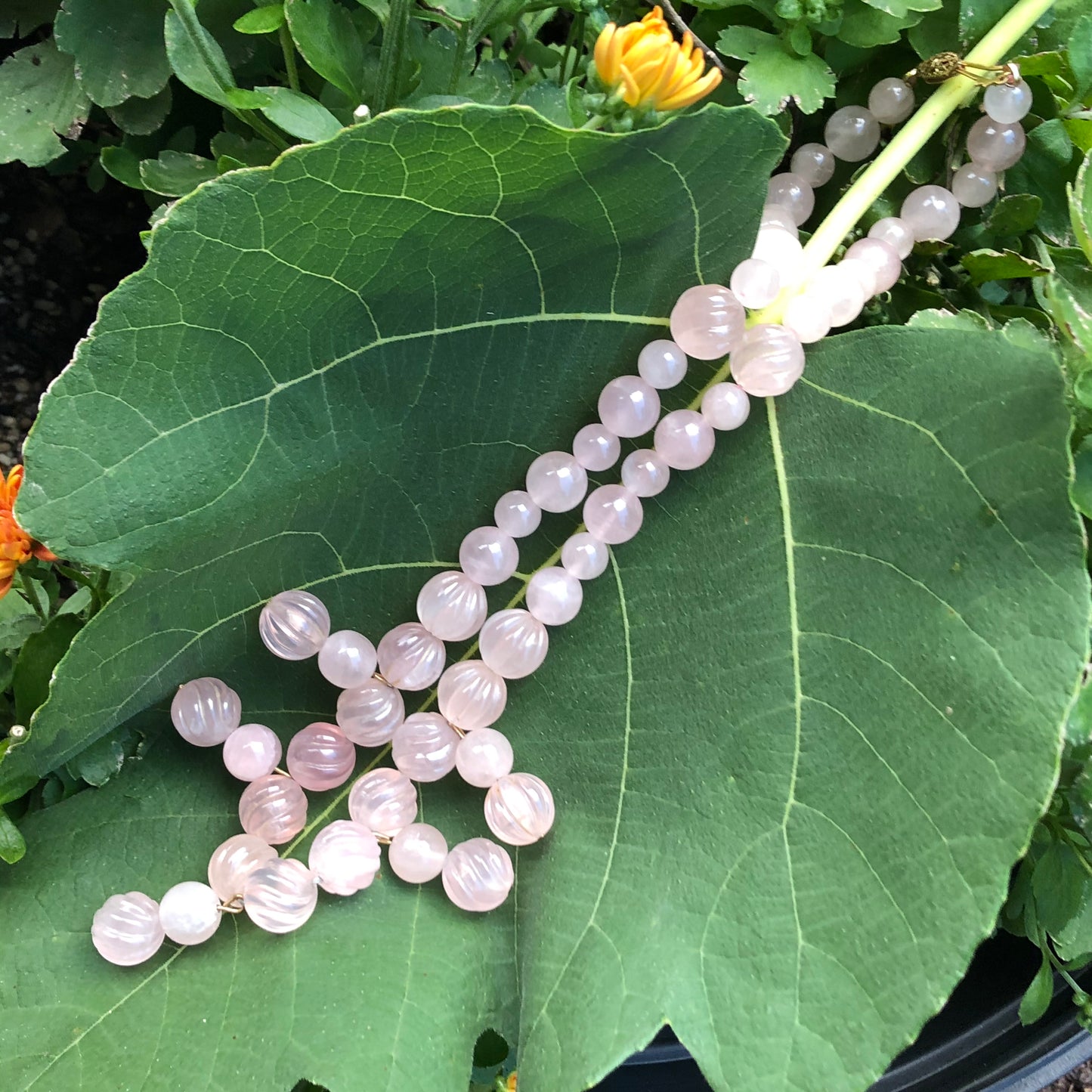 Natural Handcarved Pink Rose Quartz Necklace 18" - Natural Rocks by Kala