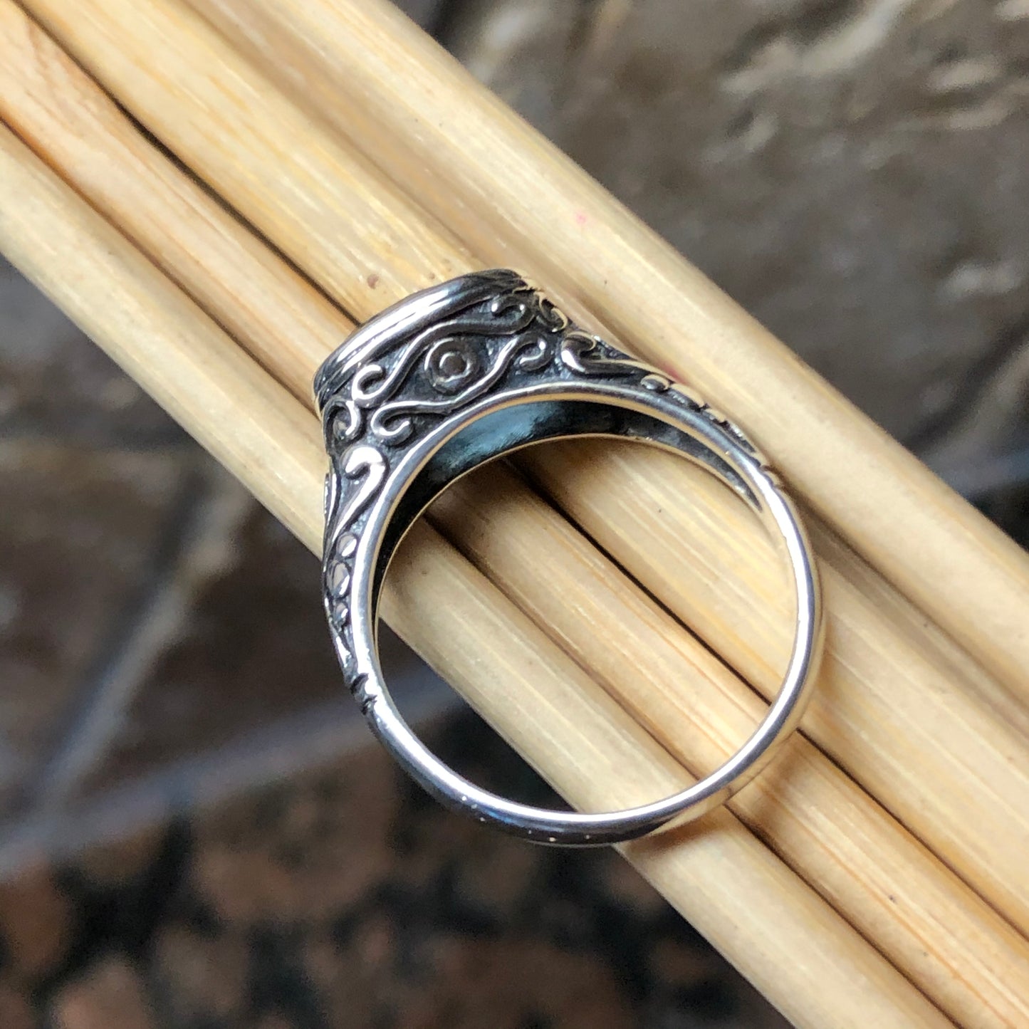 Natural 2ct Blue Topaz 925 Solid Sterling Silver Ring Size 6, 7, 9 - Natural Rocks by Kala