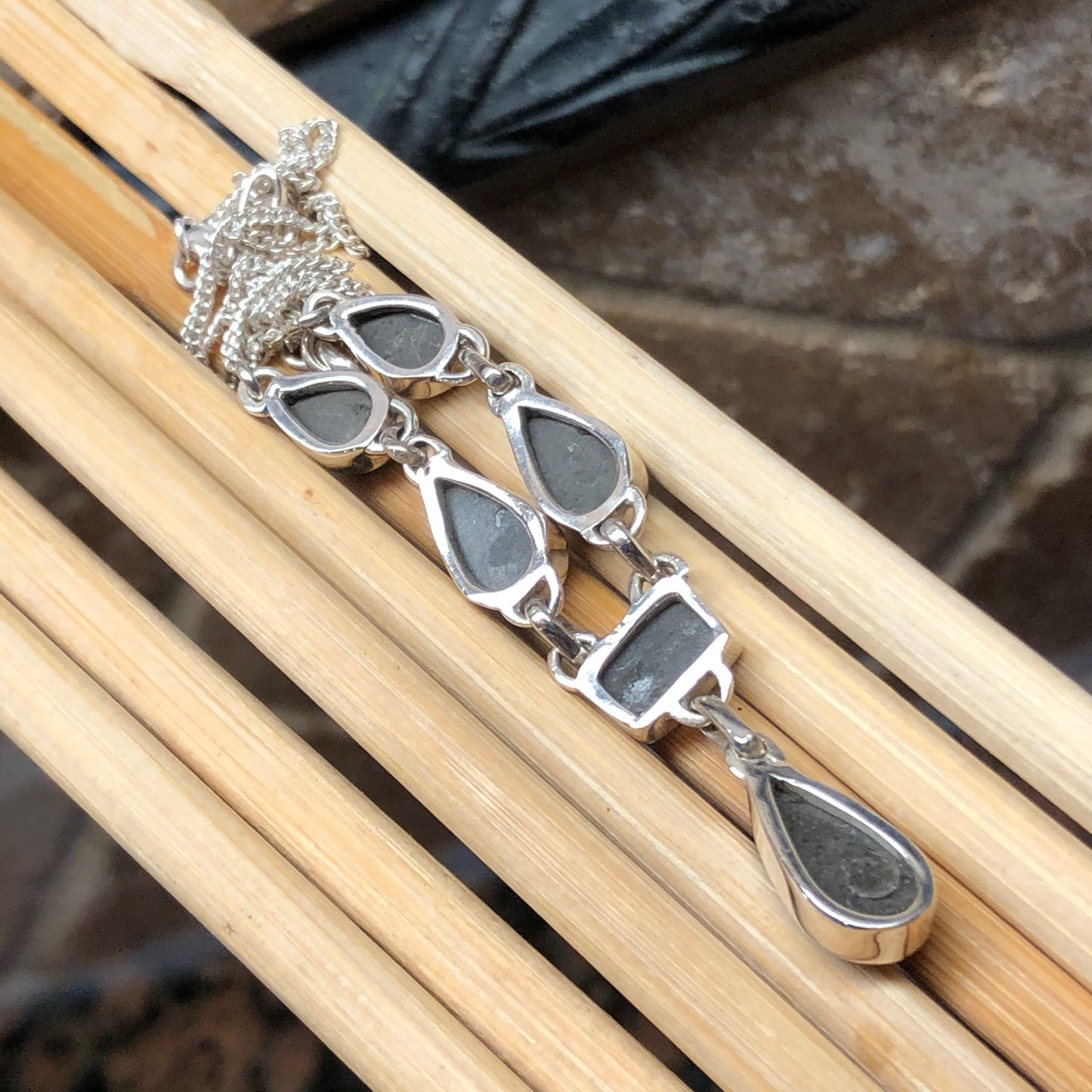 Natural Canadian Ammolite 925 Solid Sterling Silver Necklace 17" - Natural Rocks by Kala