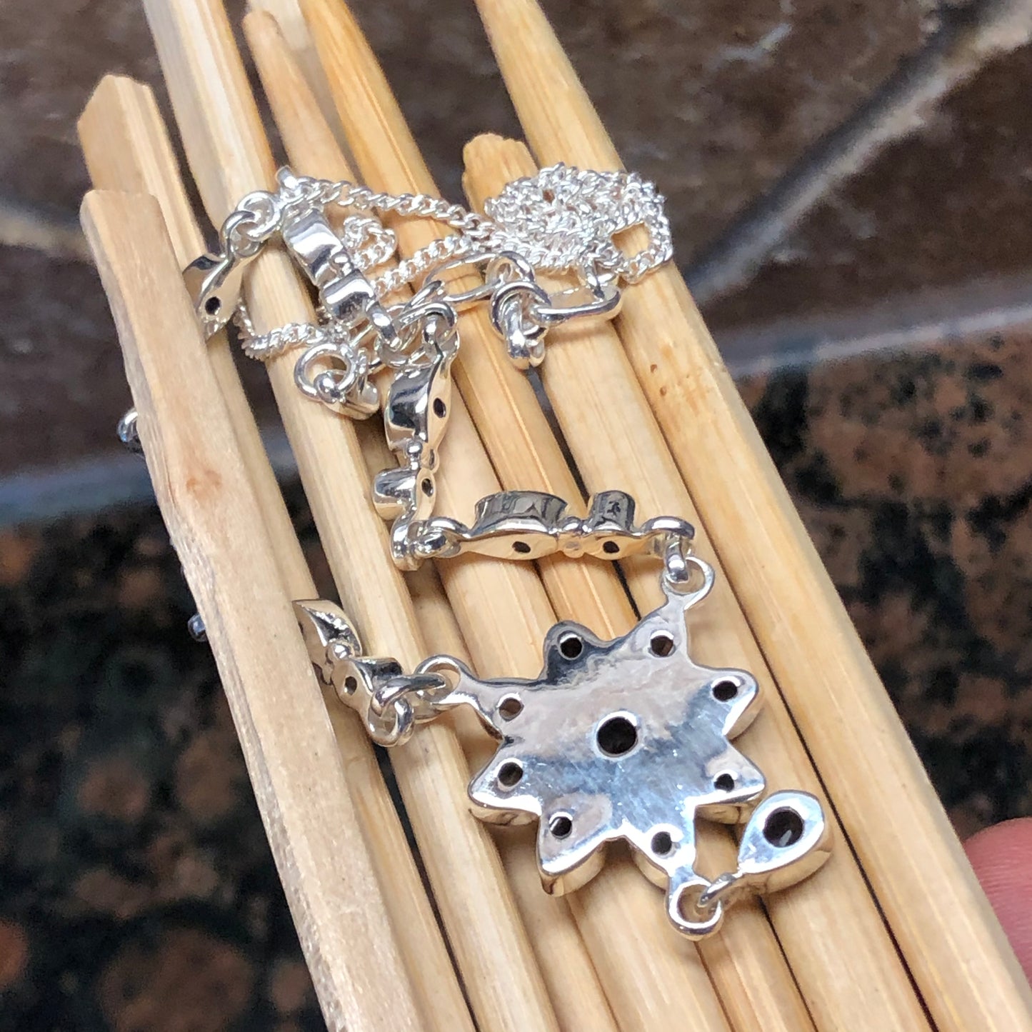 Natural 4ct Iolite 925 Solid Sterling Silver Necklace 17" - Natural Rocks by Kala