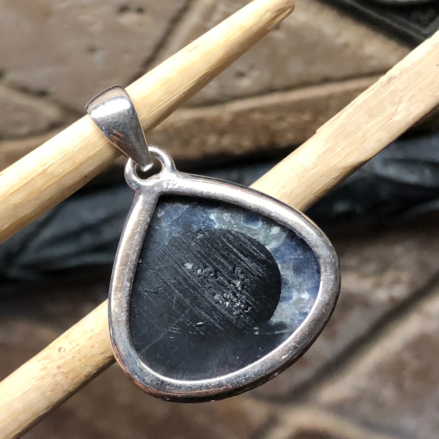 Genuine Ethiopian Opal in Sodalite 925 Solid Sterling Silver Pendant 30mm - Natural Rocks by Kala