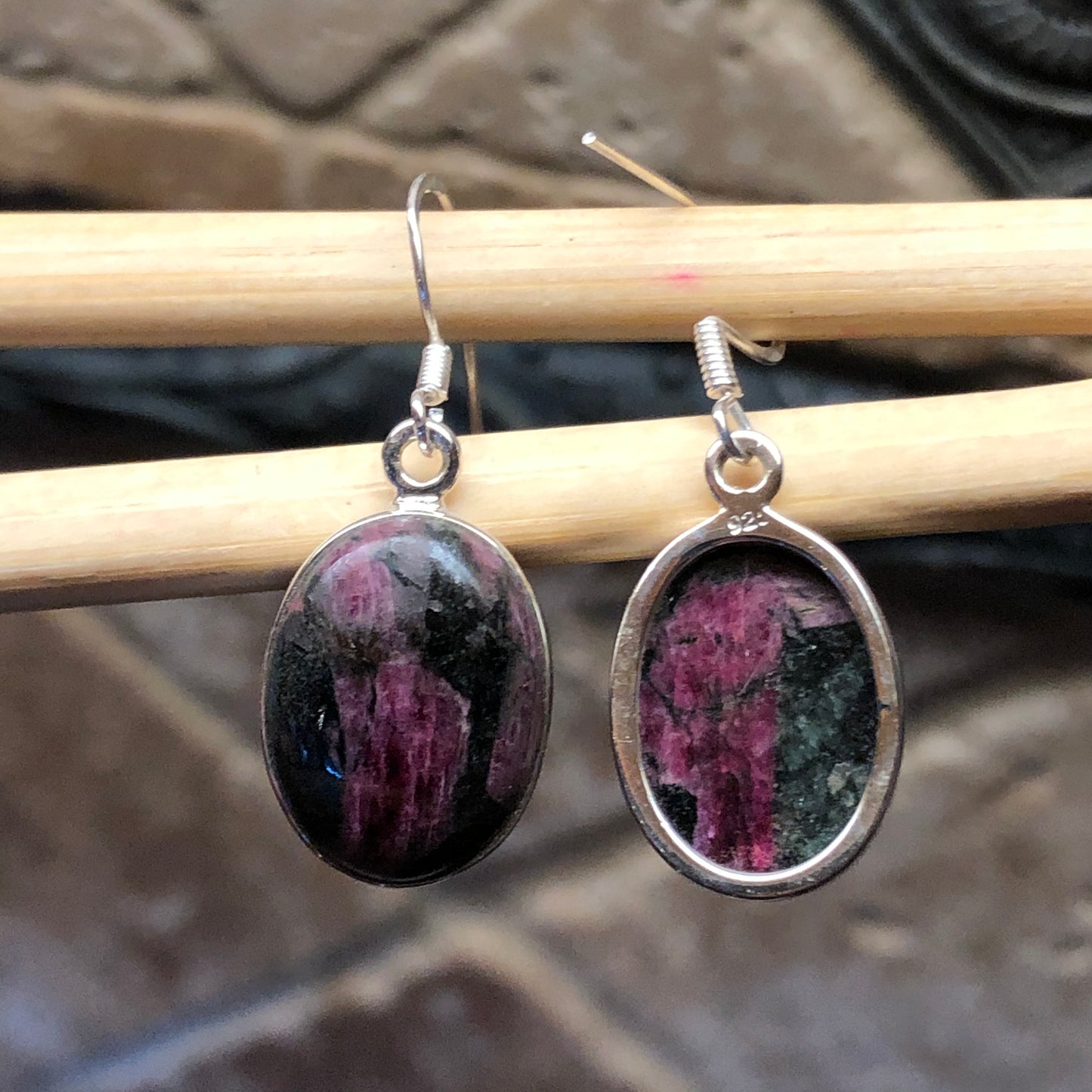 Natural Eudialyte 925 Sterling Silver Earrings 35mm - Natural Rocks by Kala